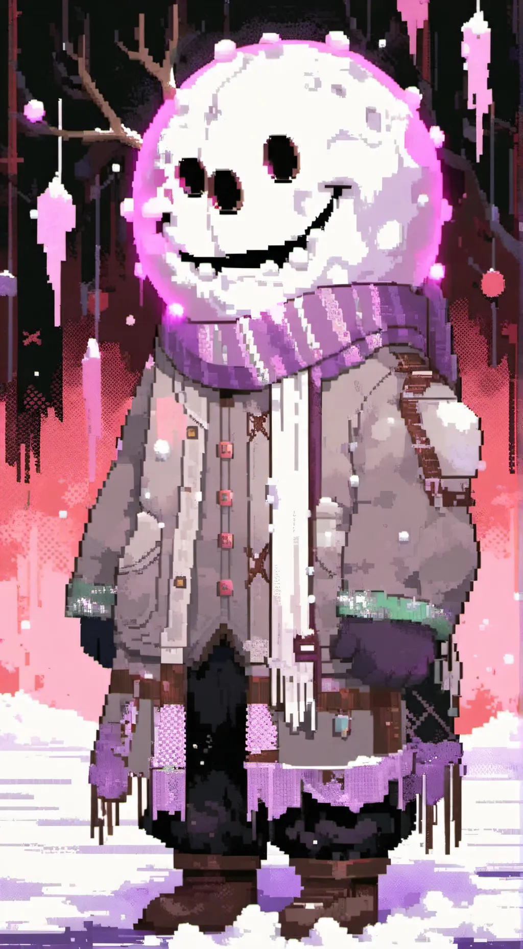 ai character: sad snow monster background