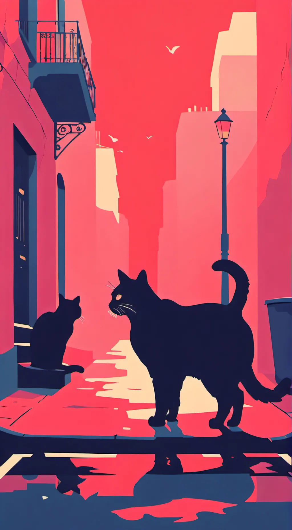 ai character: Cats on street  background