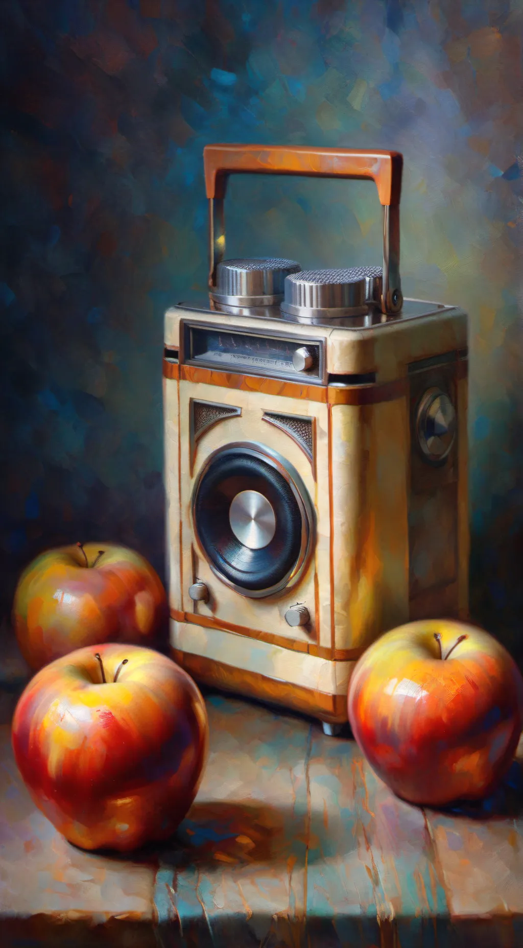 ai character: radioapple<3 background