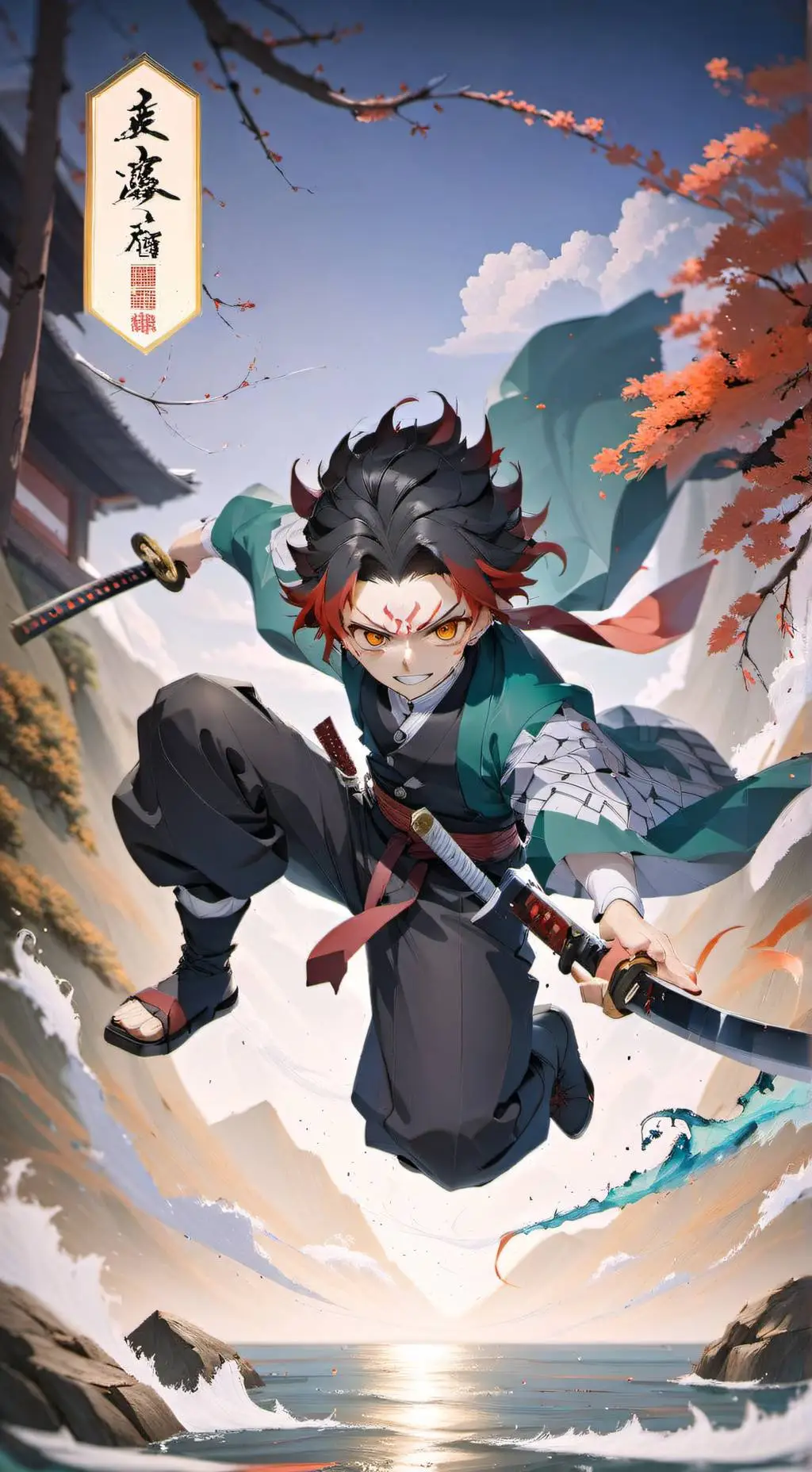 ai character: Tanjiro  background