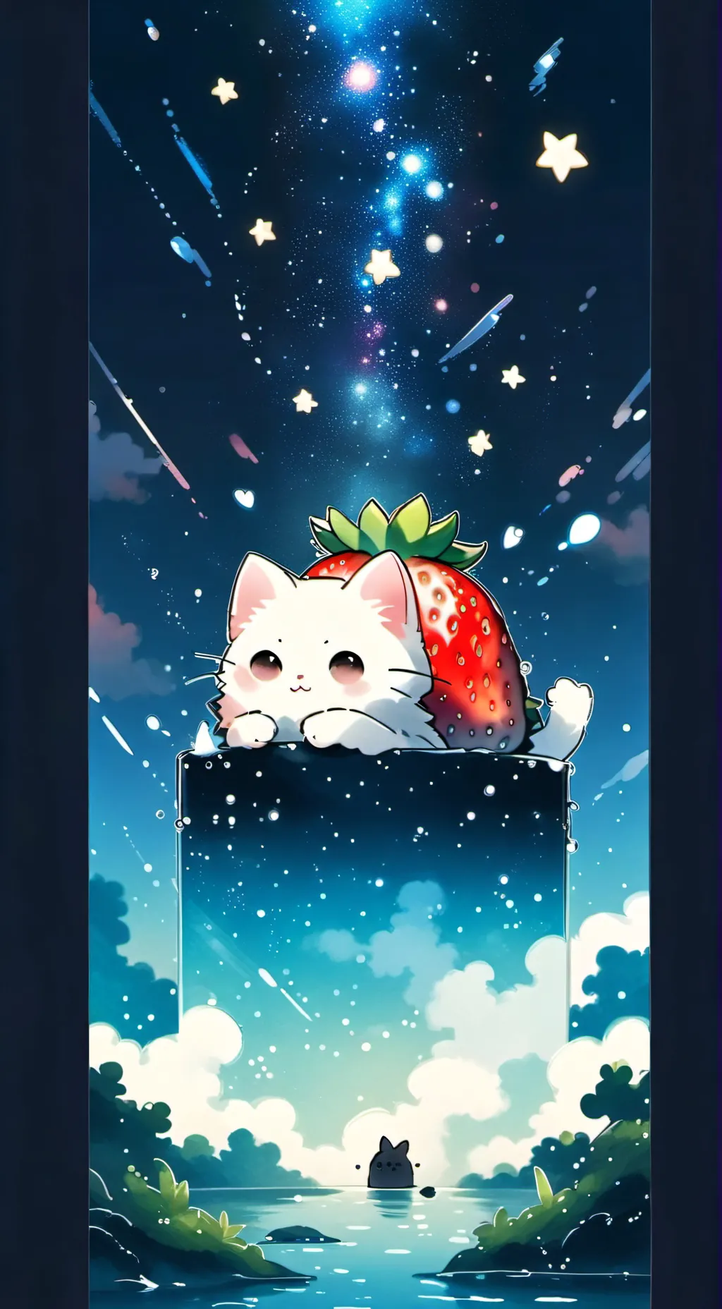 ai character: strawberry cat background