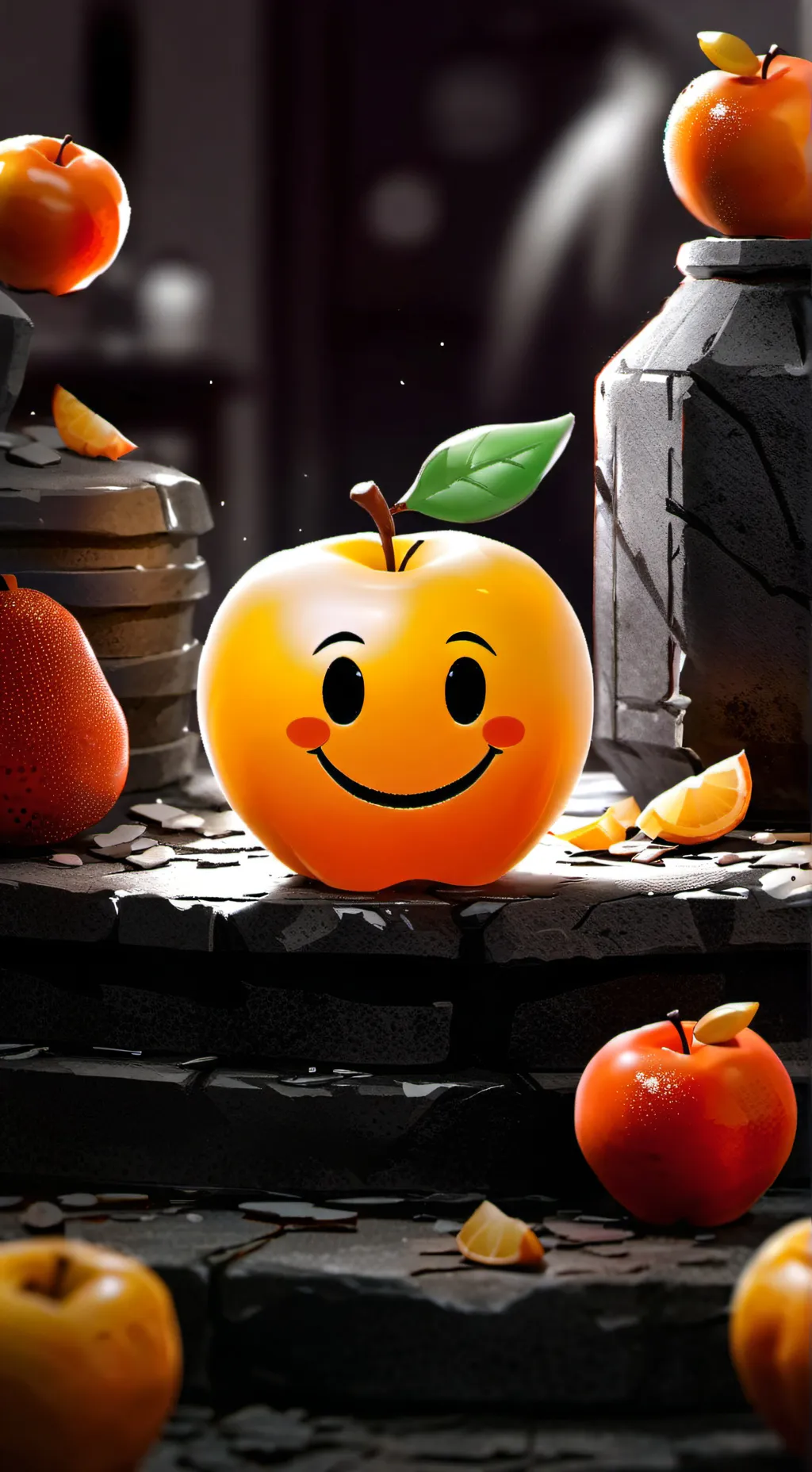 ai character: яблоко  background
