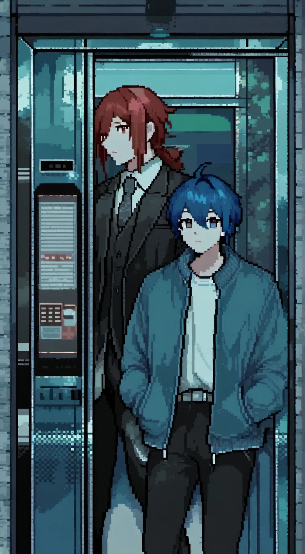 ai character: elevator brakedown background