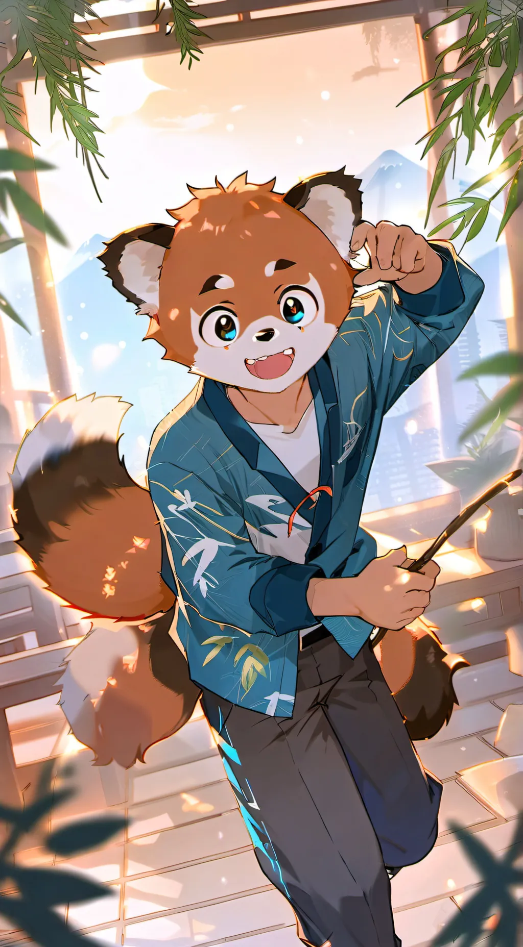 ai character: Rusty Panda Spirit background