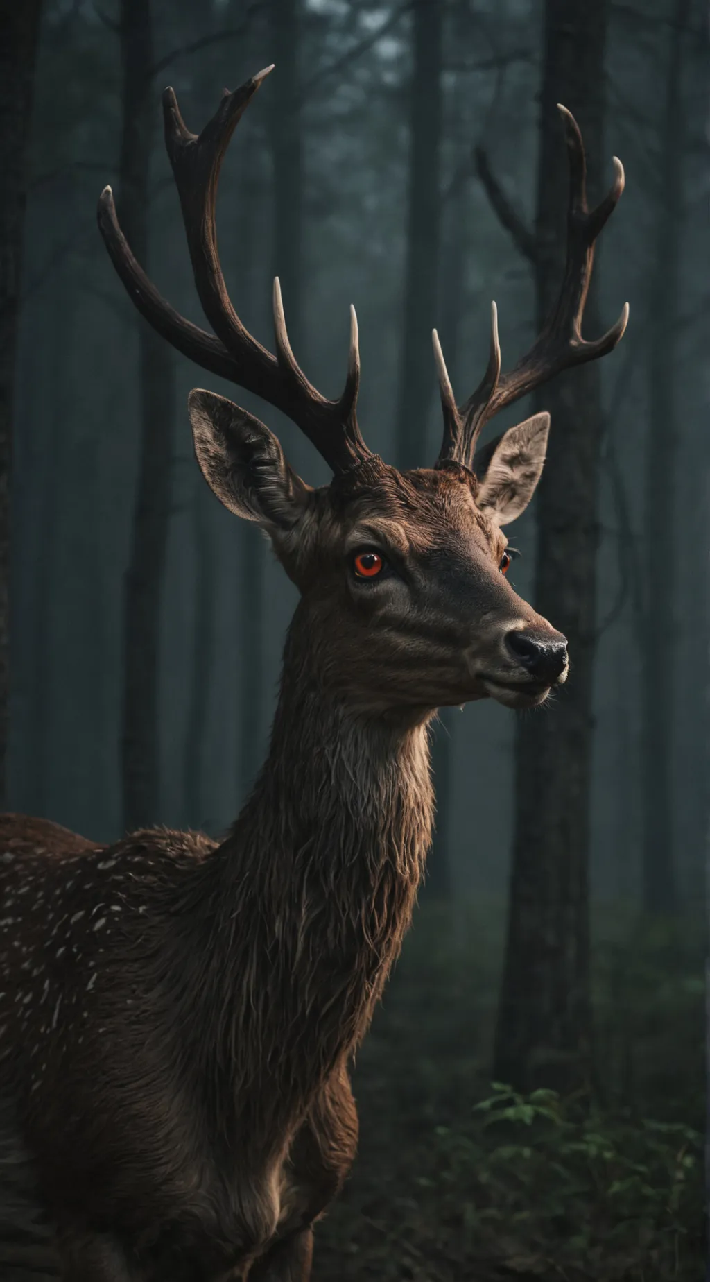 ai character: scary deer  background