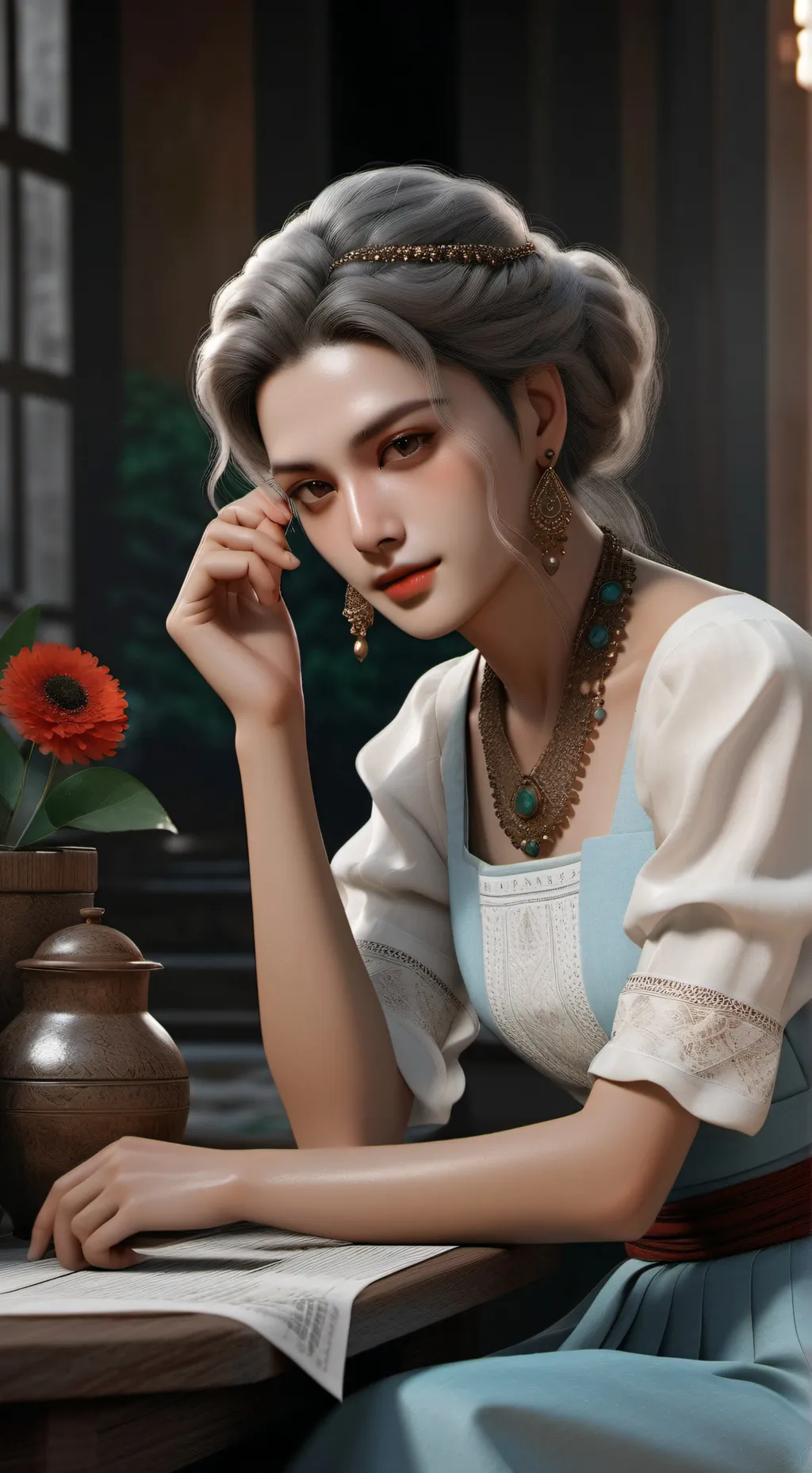 ai character: Lisbeth  background