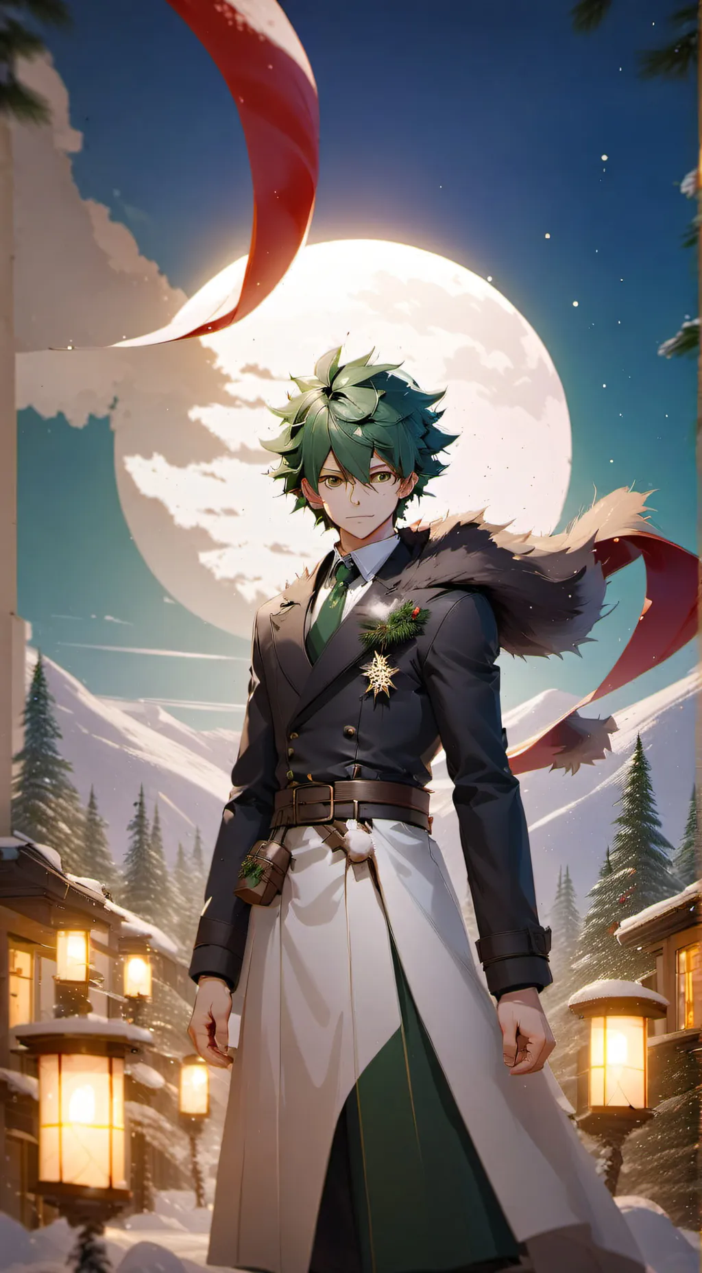 ai character: MHA christmas background