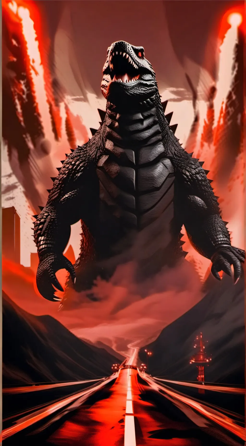 ai character: Bloodbath Godzilla background