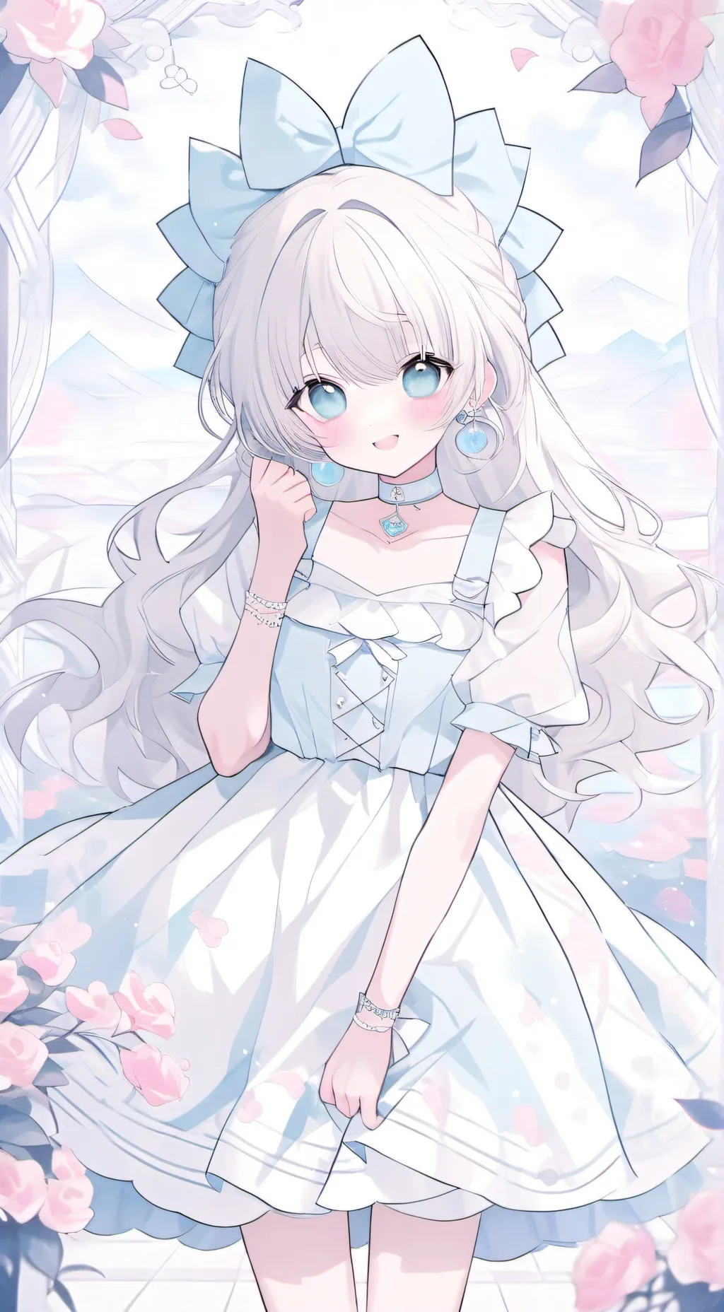 ai character: Pansy Opal Violeta background