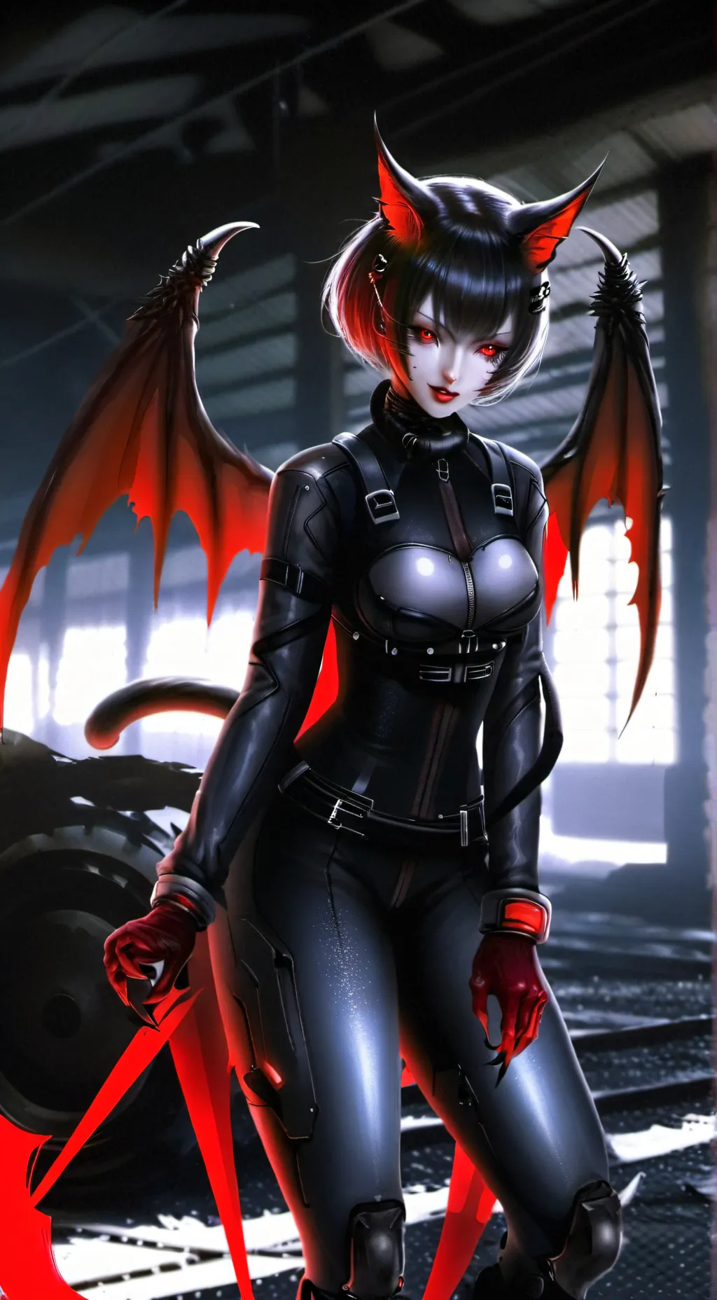 ai character: Adria(demon cat) background