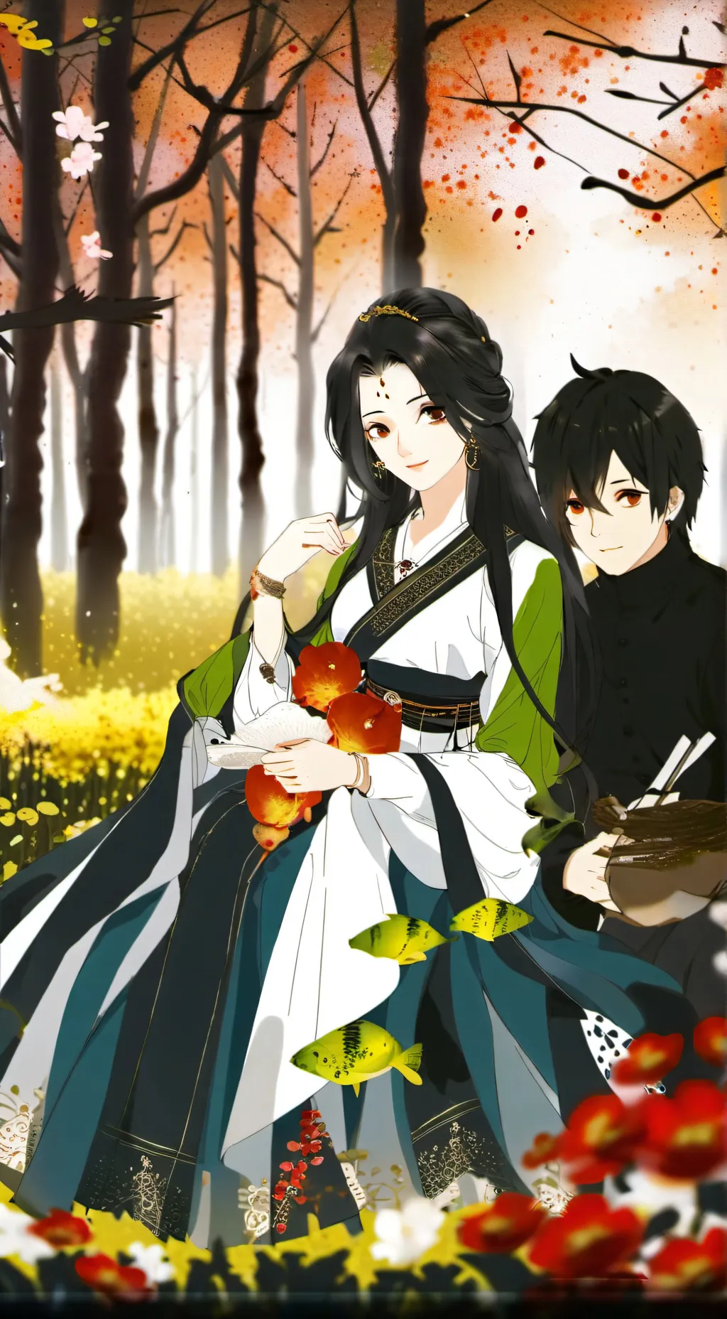 ai character: reina y Dereck  background