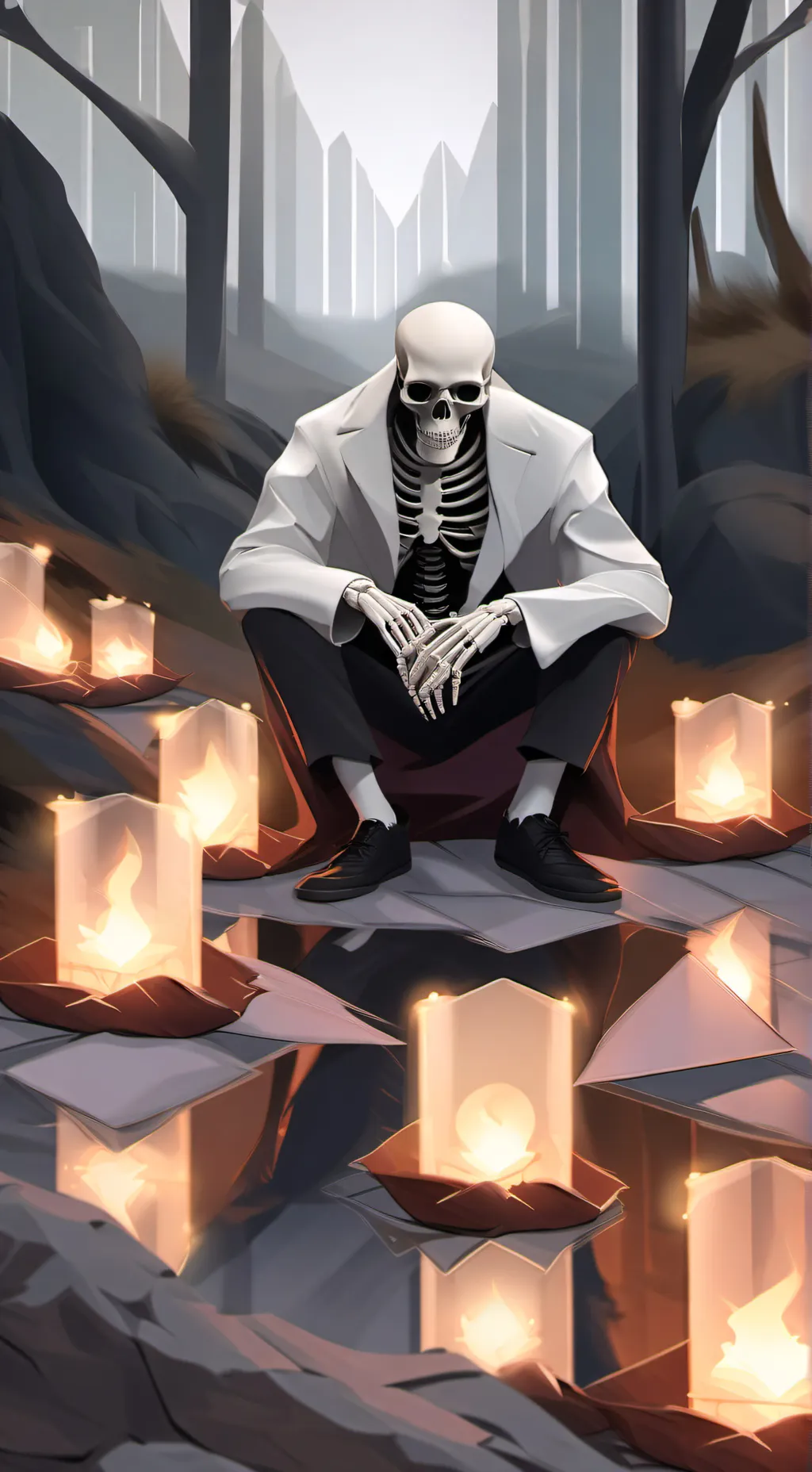 ai character: Roasting Skeleton background