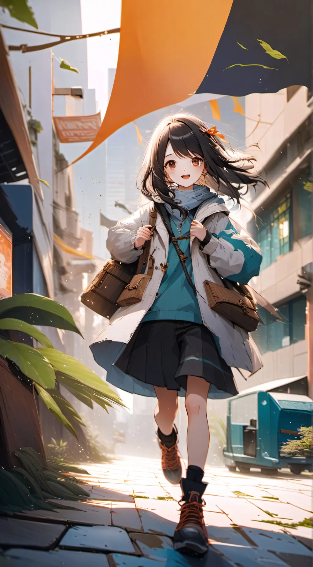 ai character: run away on parent background