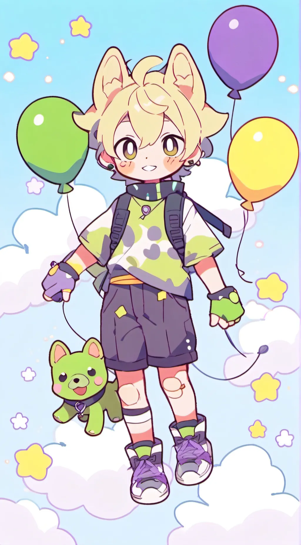 ai character: 💚💜💛Looey💛💜💚 background