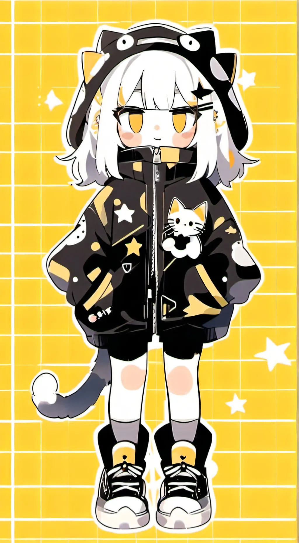 ai character: starly (robot cat) background