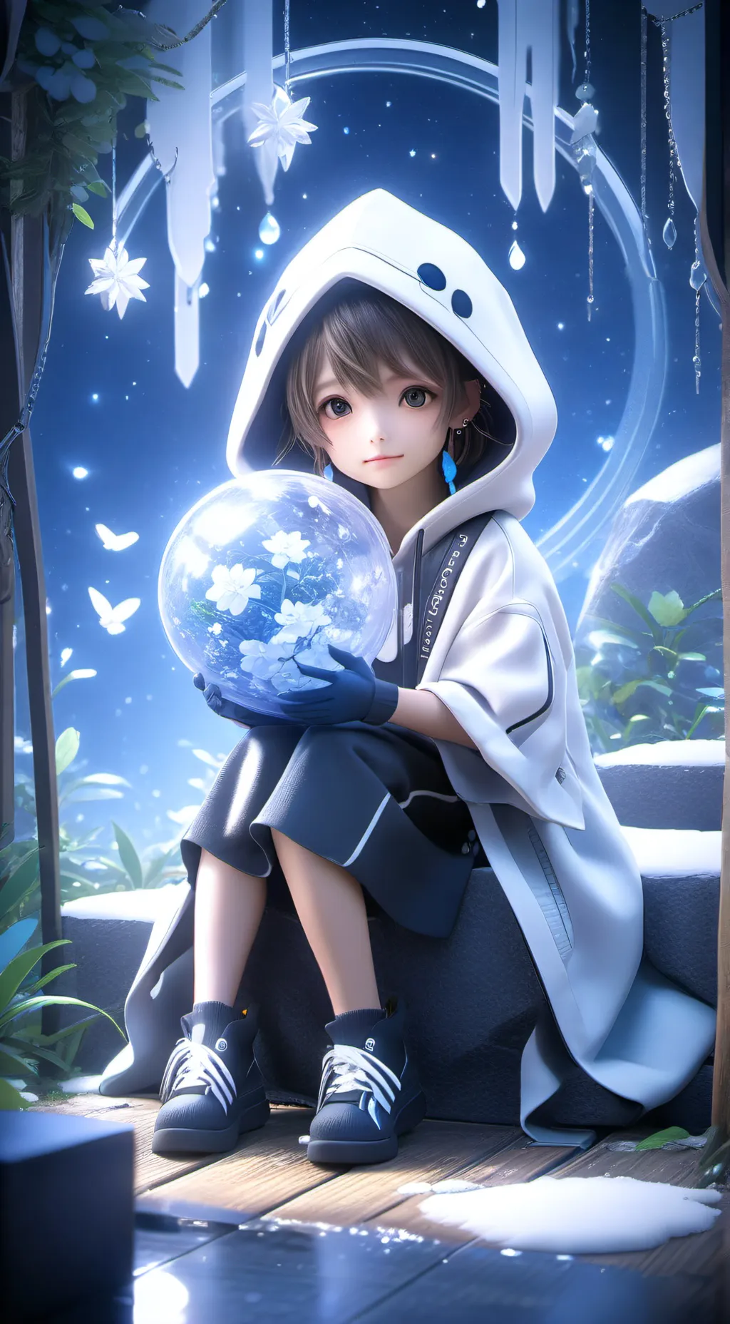 ai character: Snowy  background