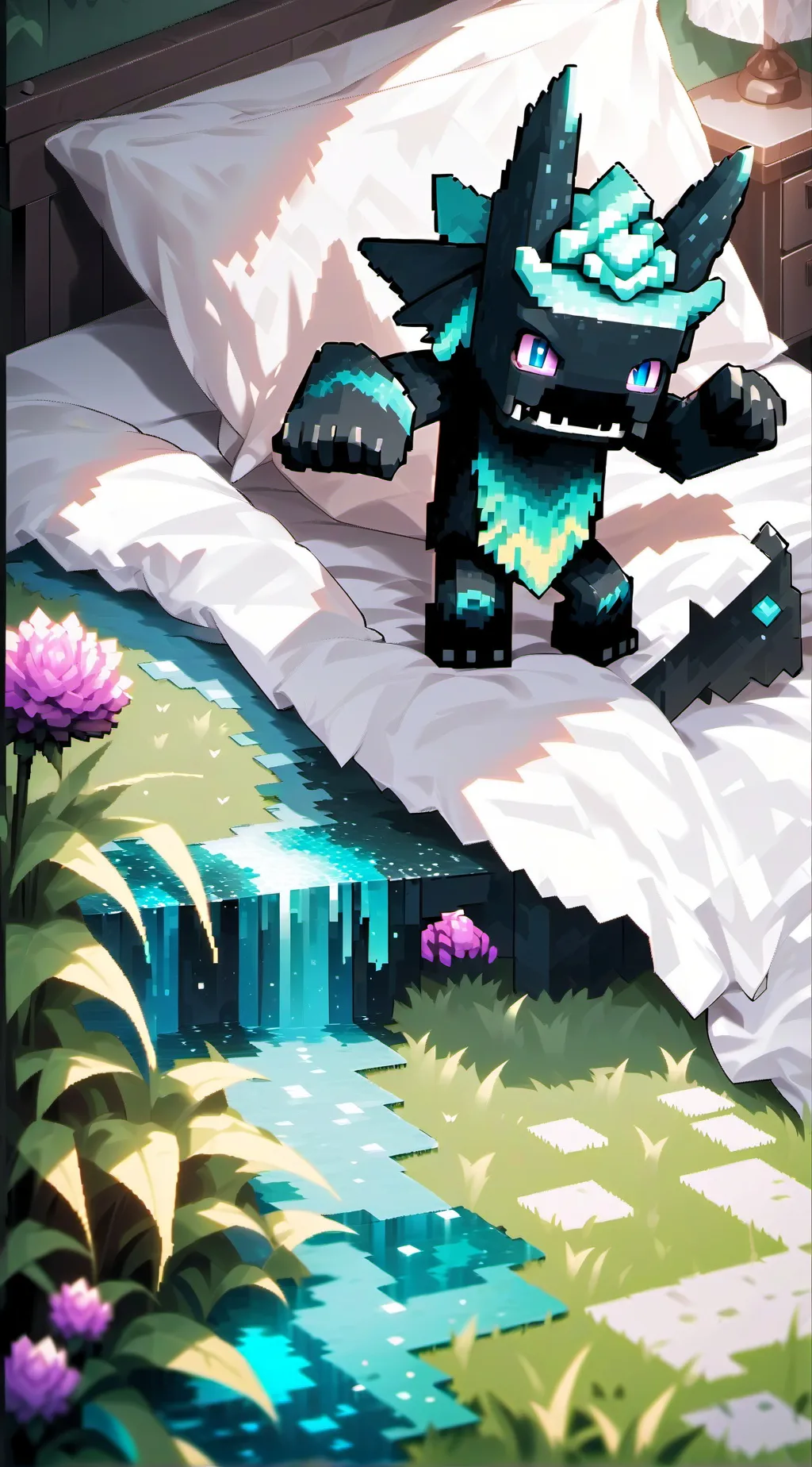 ai character: minecraft  warden  background