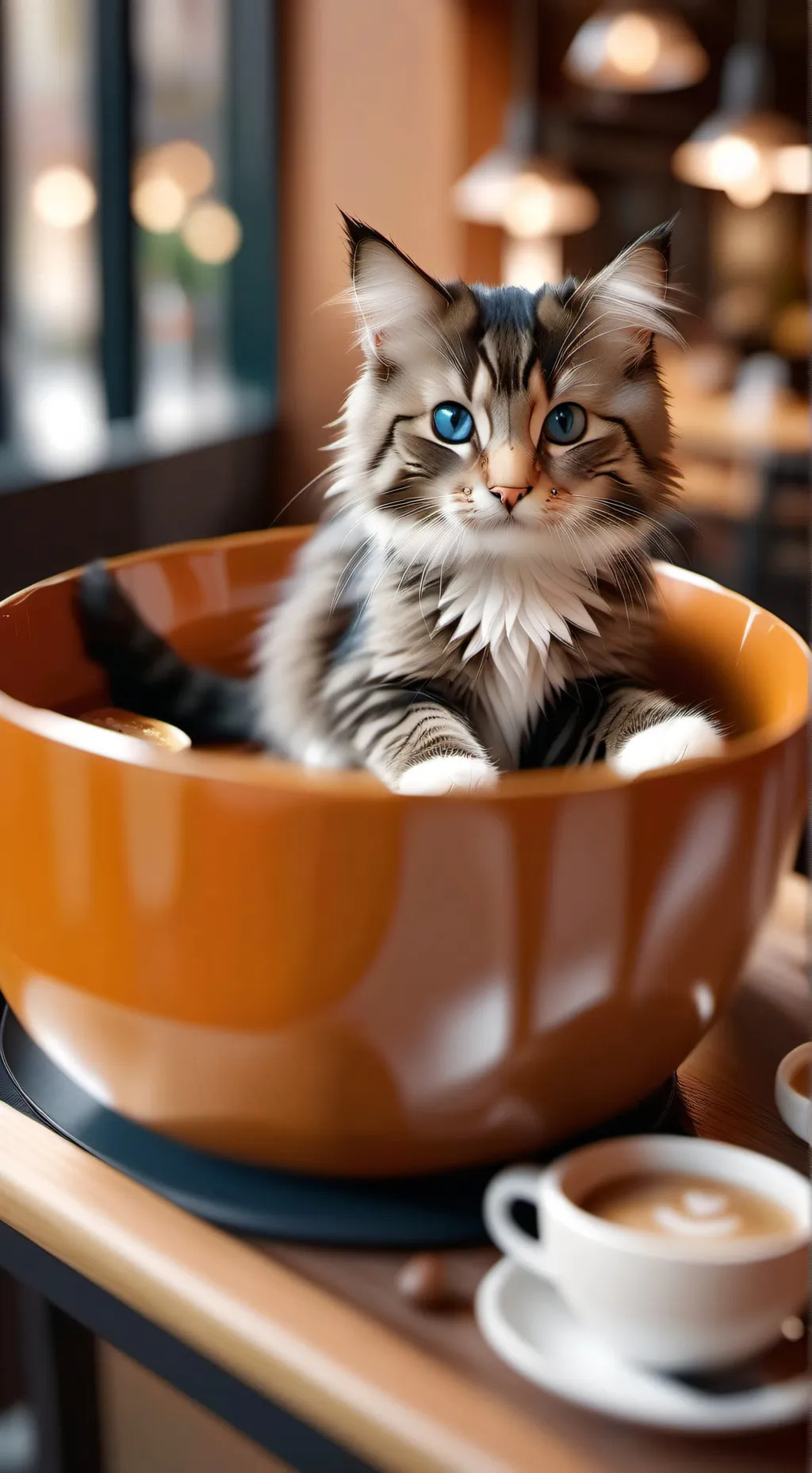 ai character: cat Cafe background