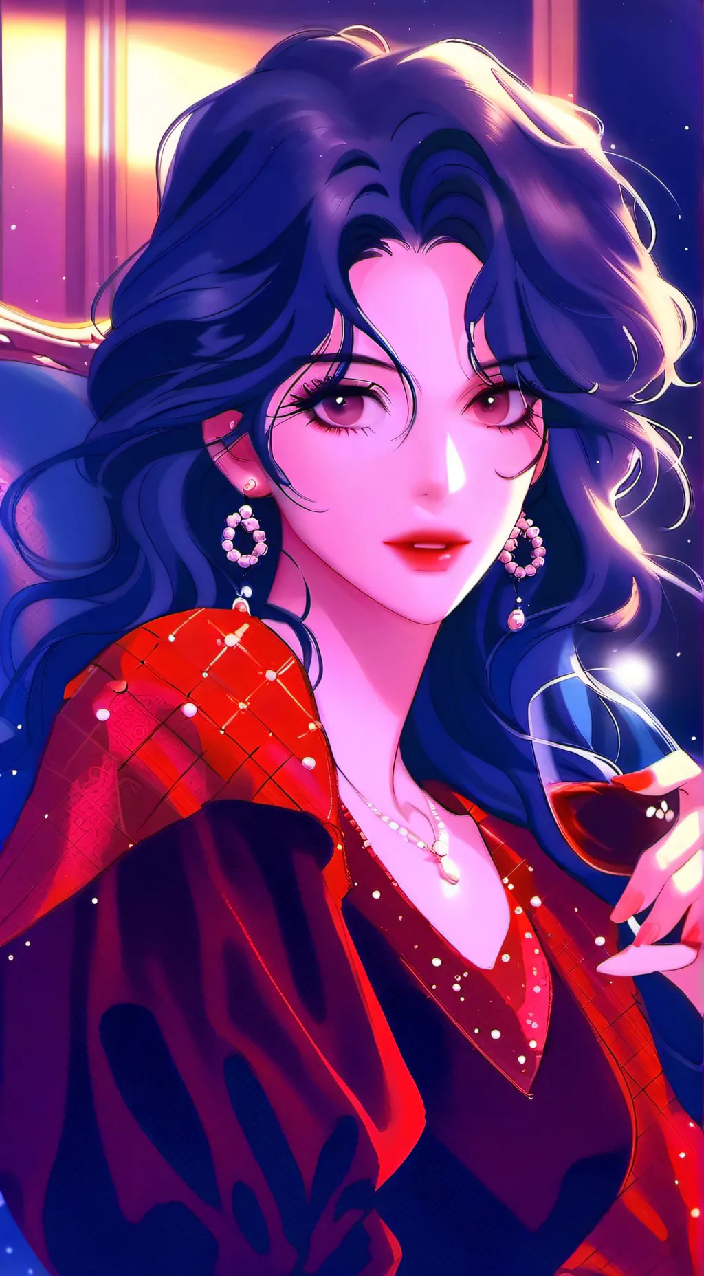 ai character: Scarlett Vermilion background