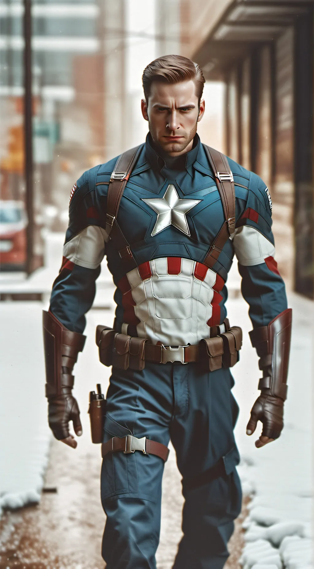 ai character: captain America  background