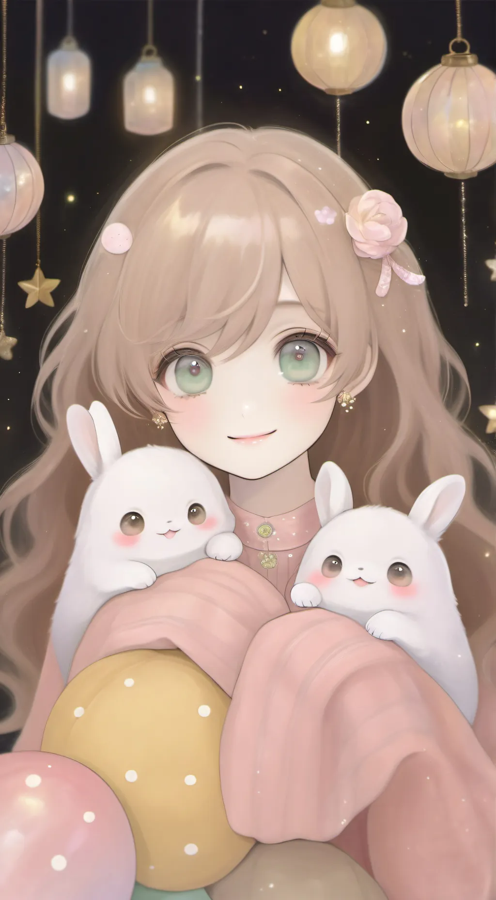 ai character: smiling critters background
