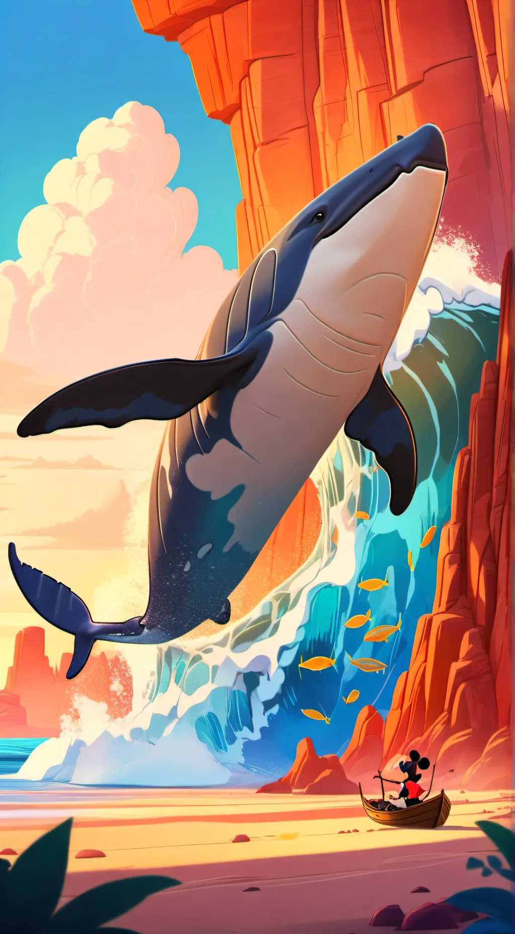 ai character: Ballena voladora background