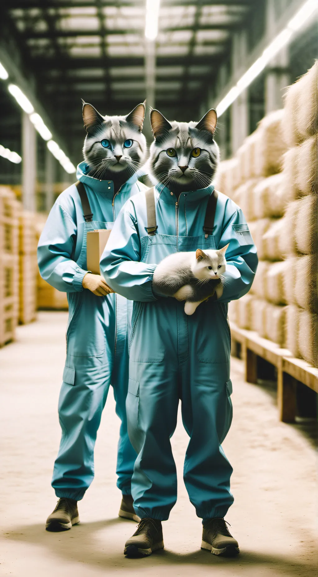 ai character: cat factory background
