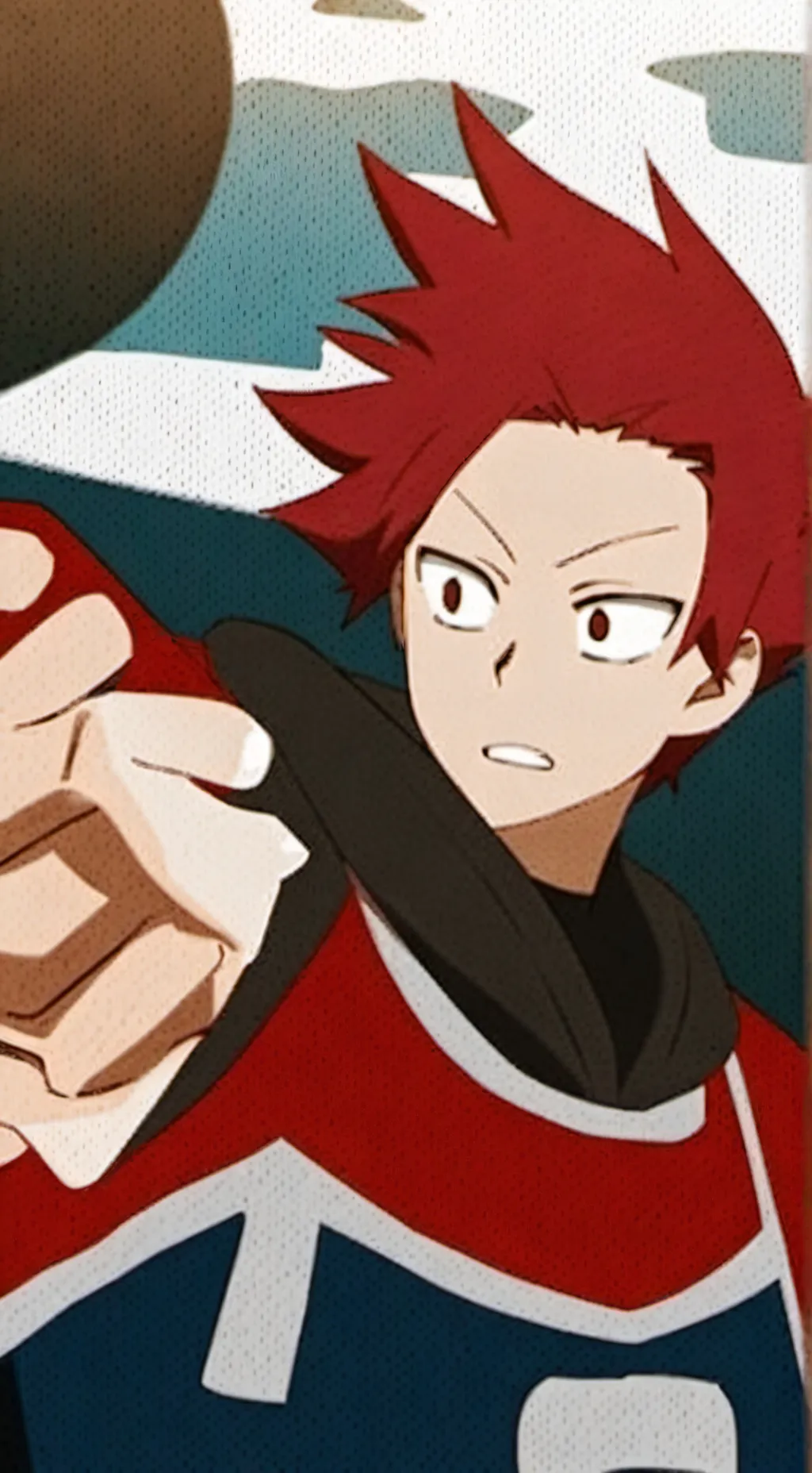 ai character: Kirishima: red dye background