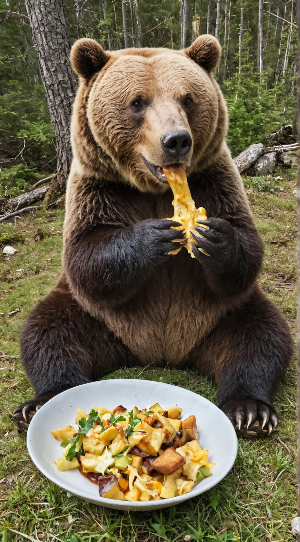 ai character: fat bear  background