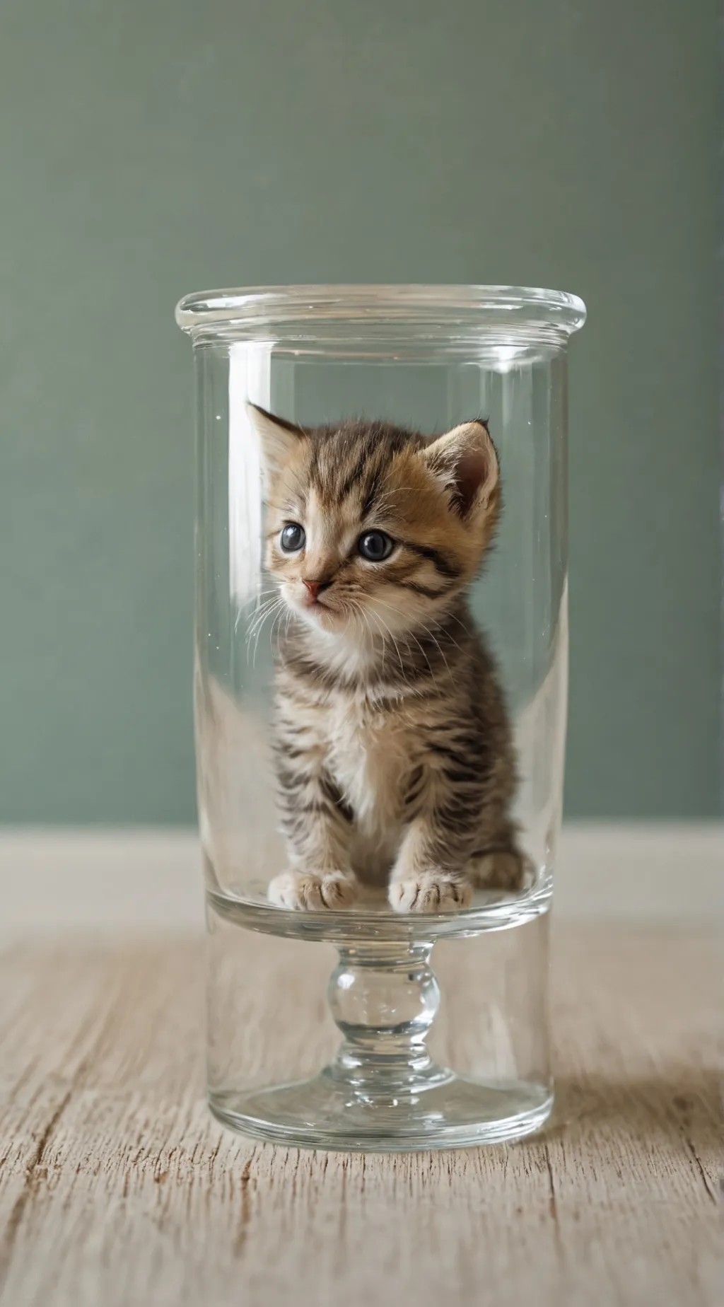 ai character: Kitten in a glass😭 background