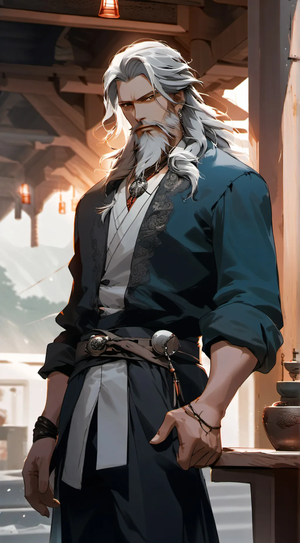 ai character: creep at cafe background