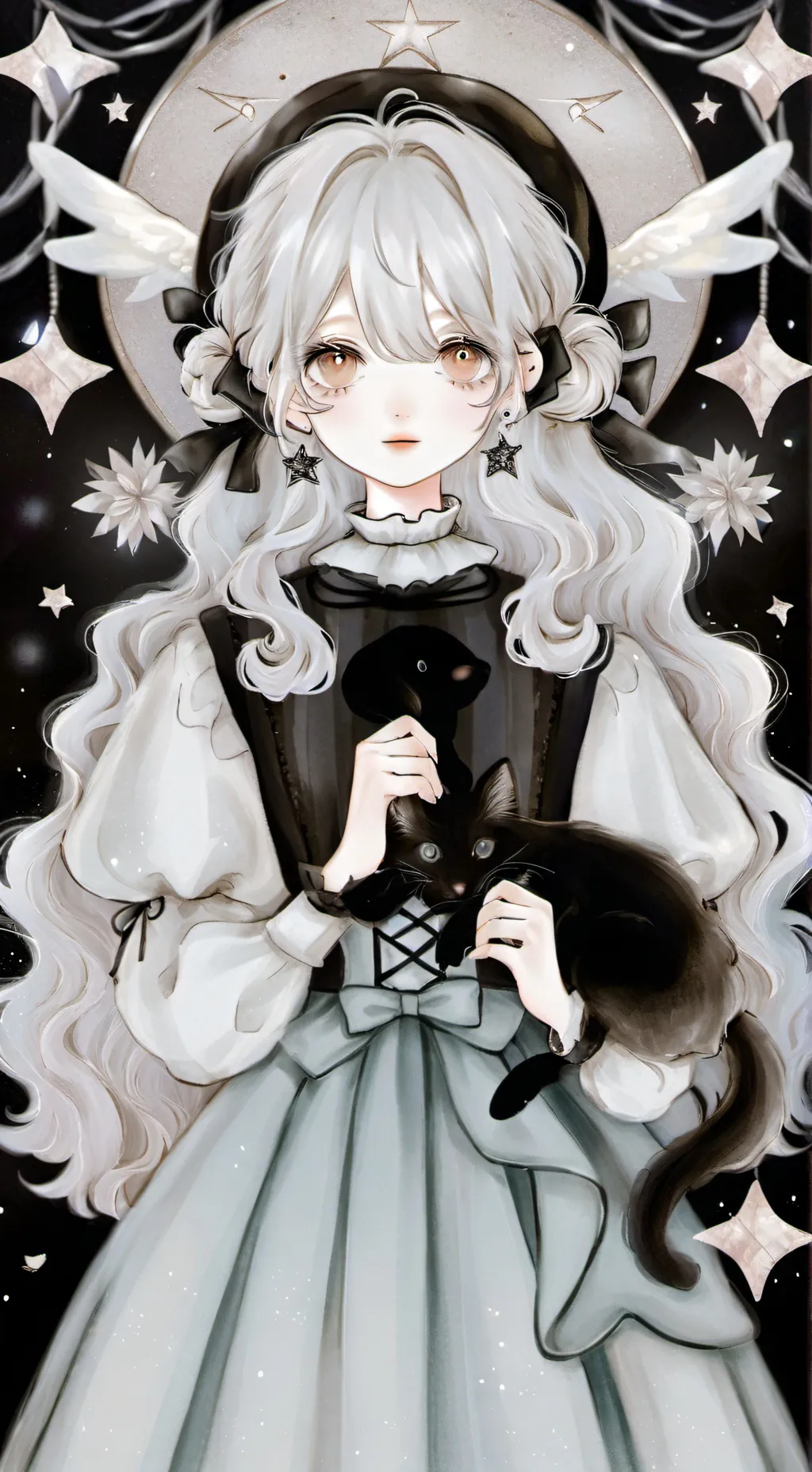 ai character: Sun,moon  background