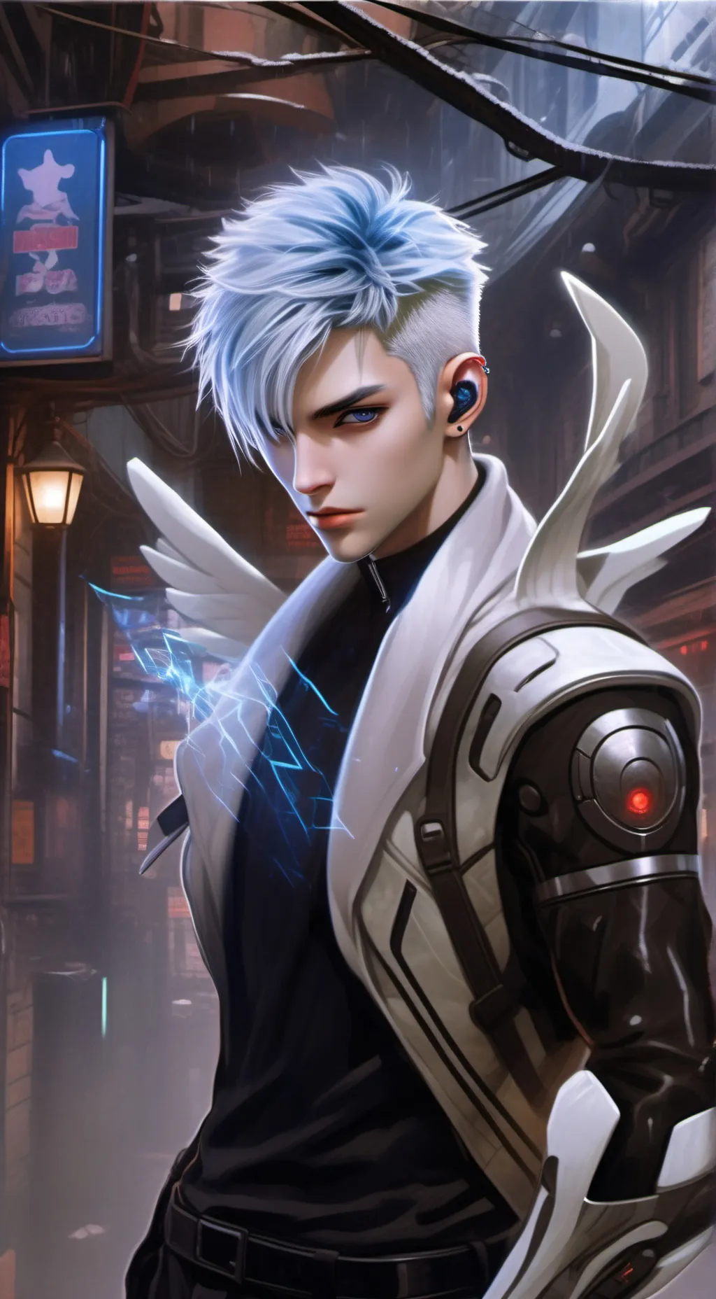 ai character: Zane Silver background
