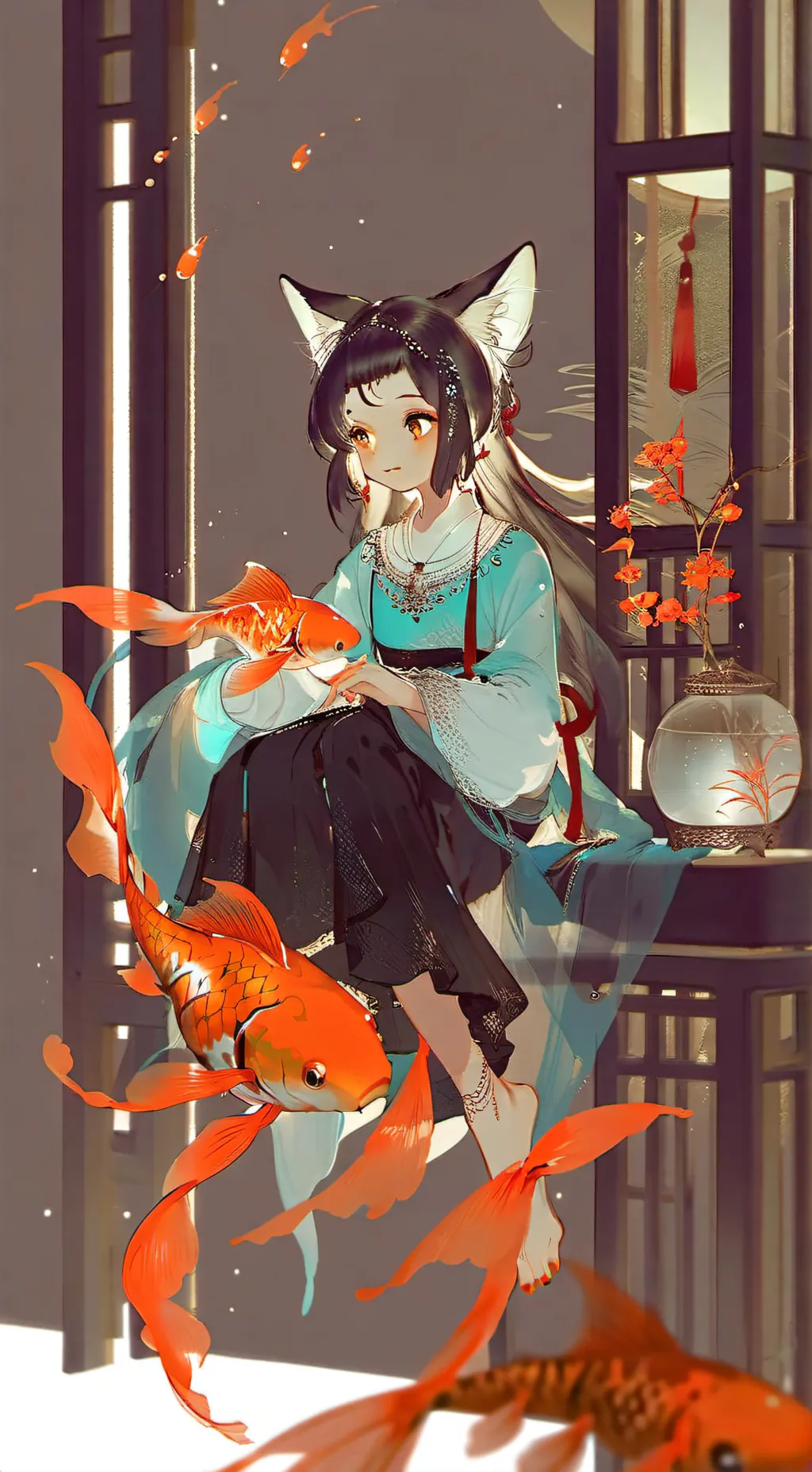 ai character: Gilly Goldfish Furry background