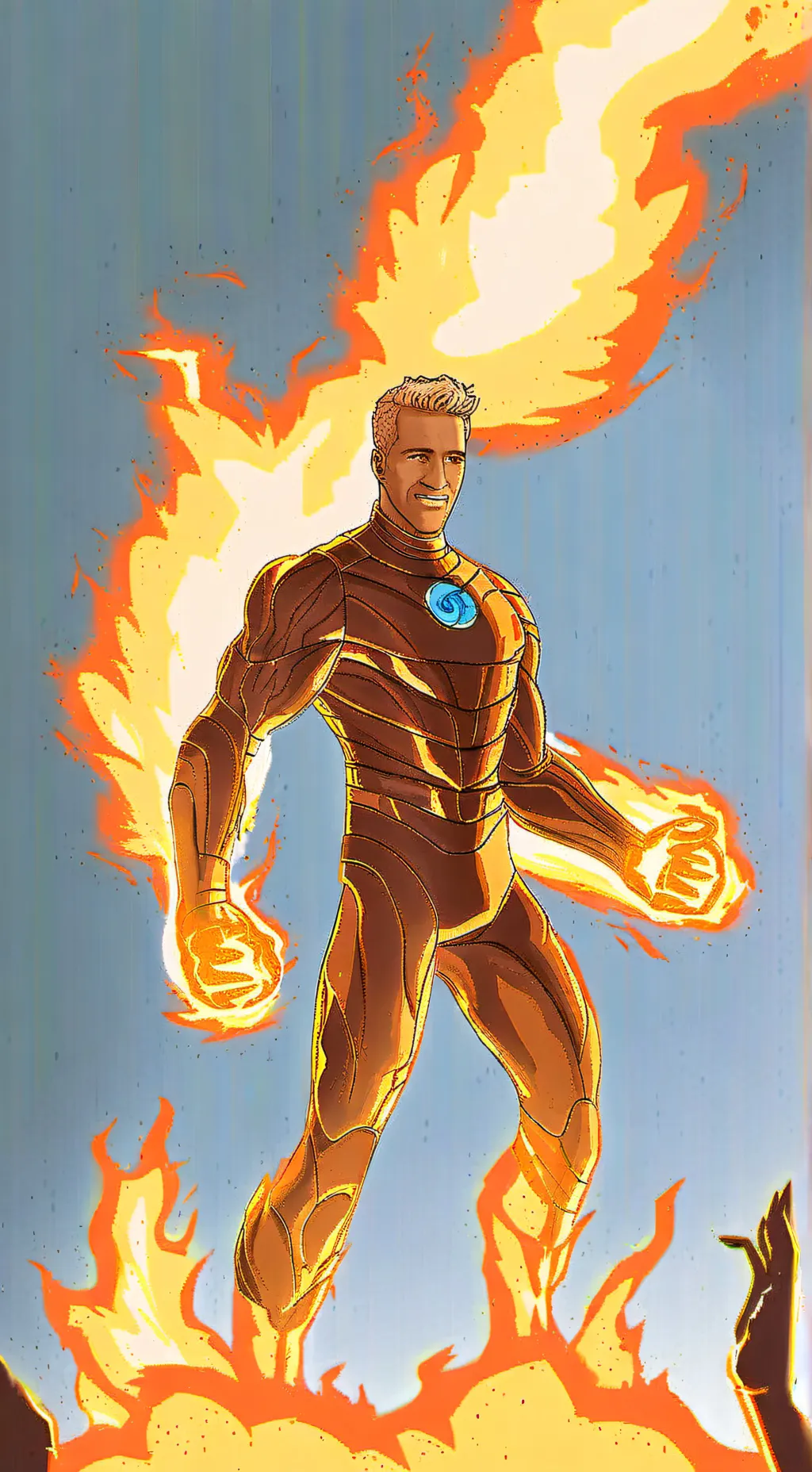 ai character: Human Tourch  background