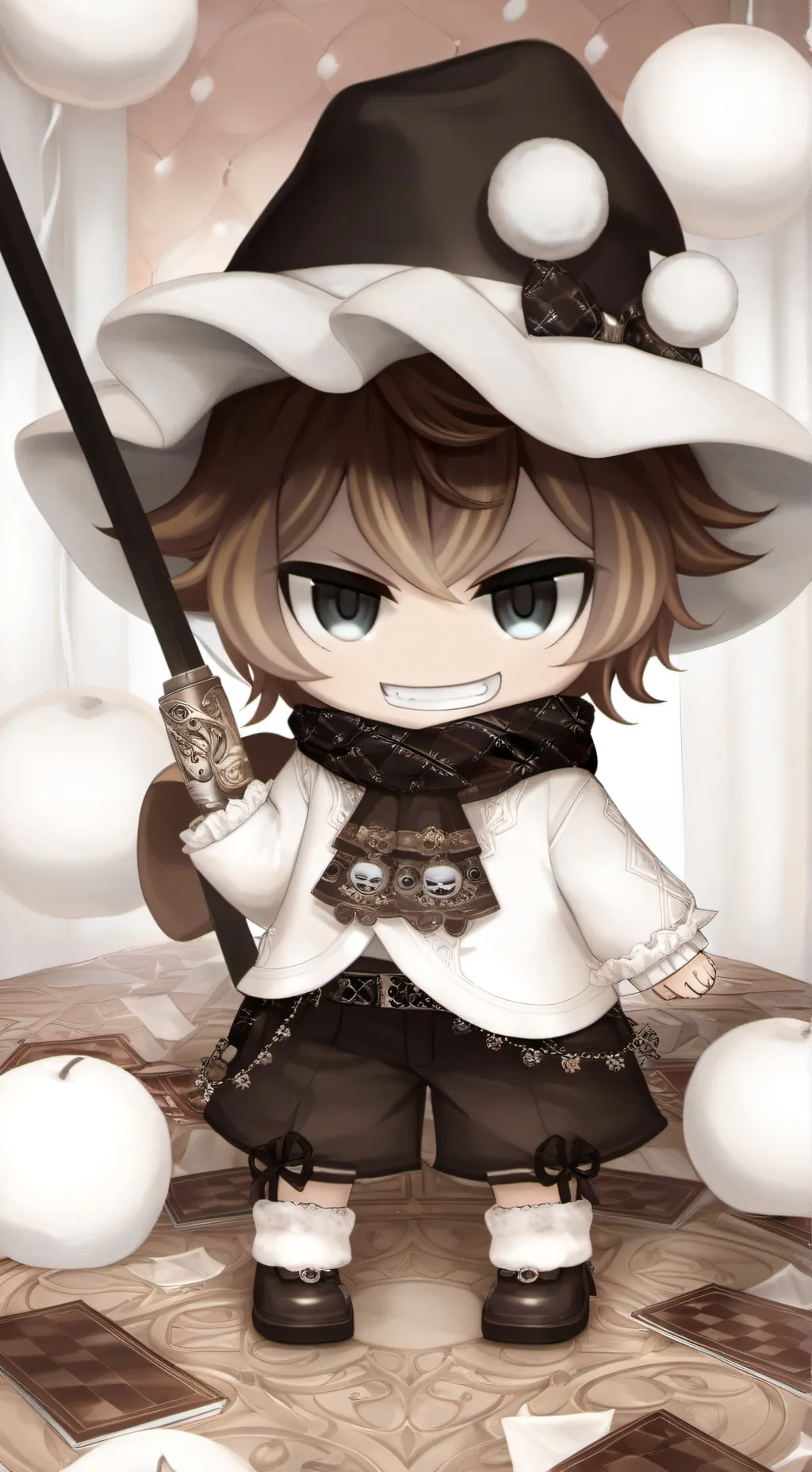 ai character: Horror copper background