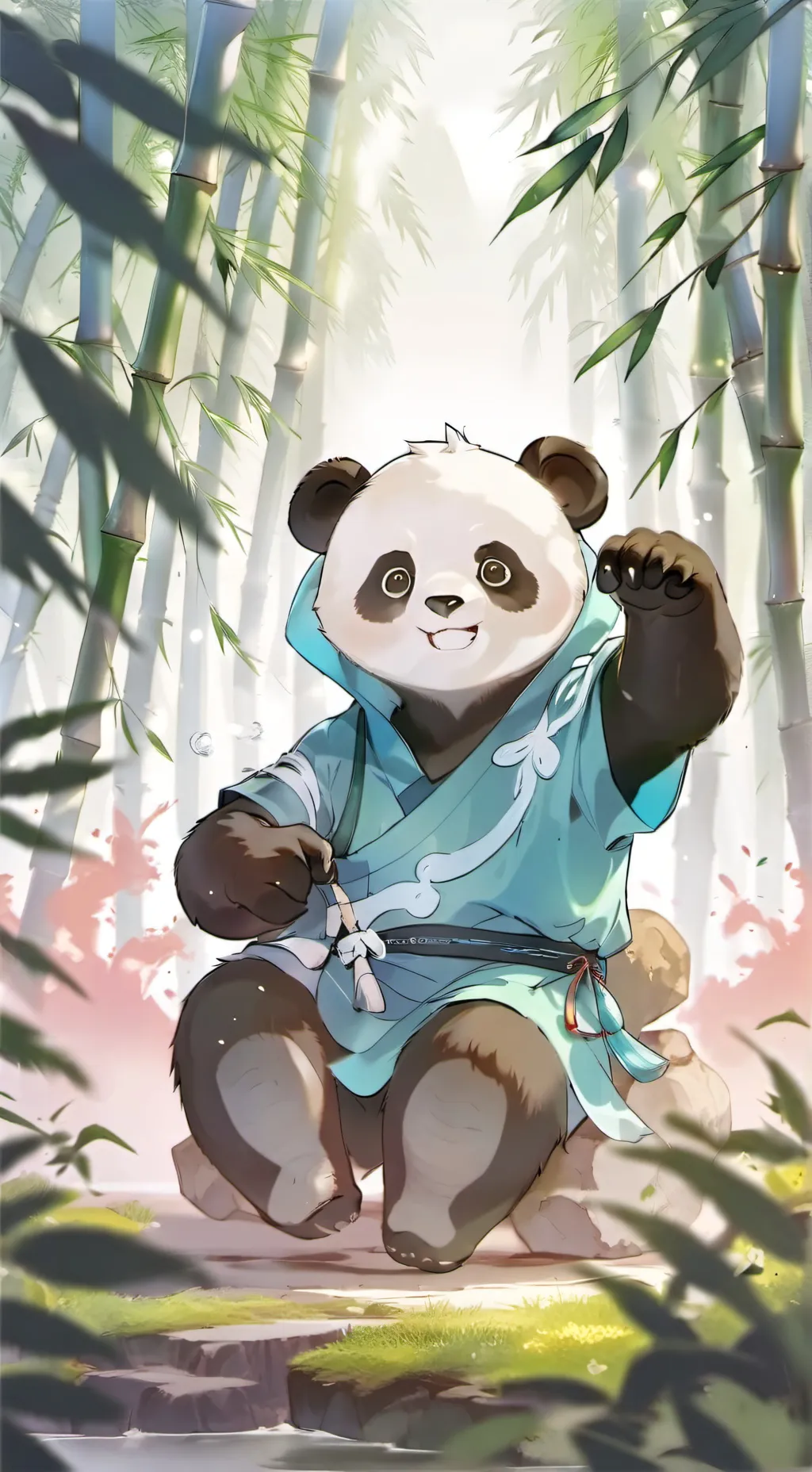 ai character: little panda~~→ background
