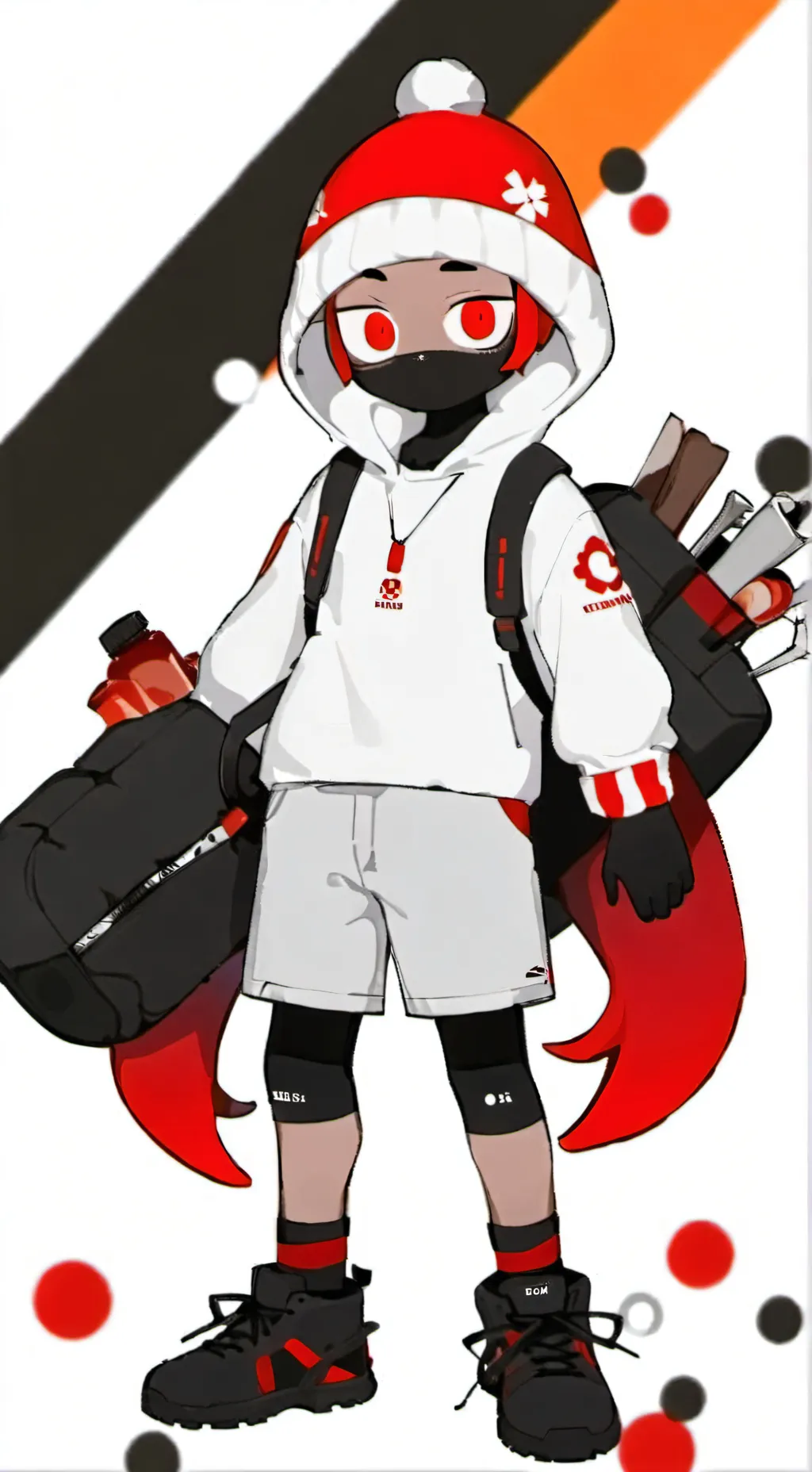 ai character: red scientist ♥️  background