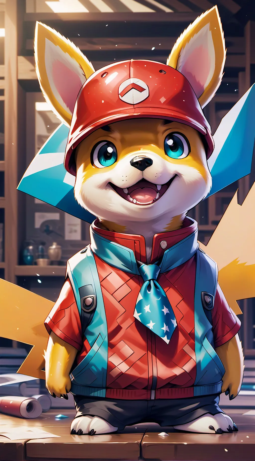 ai character: dog guy  background