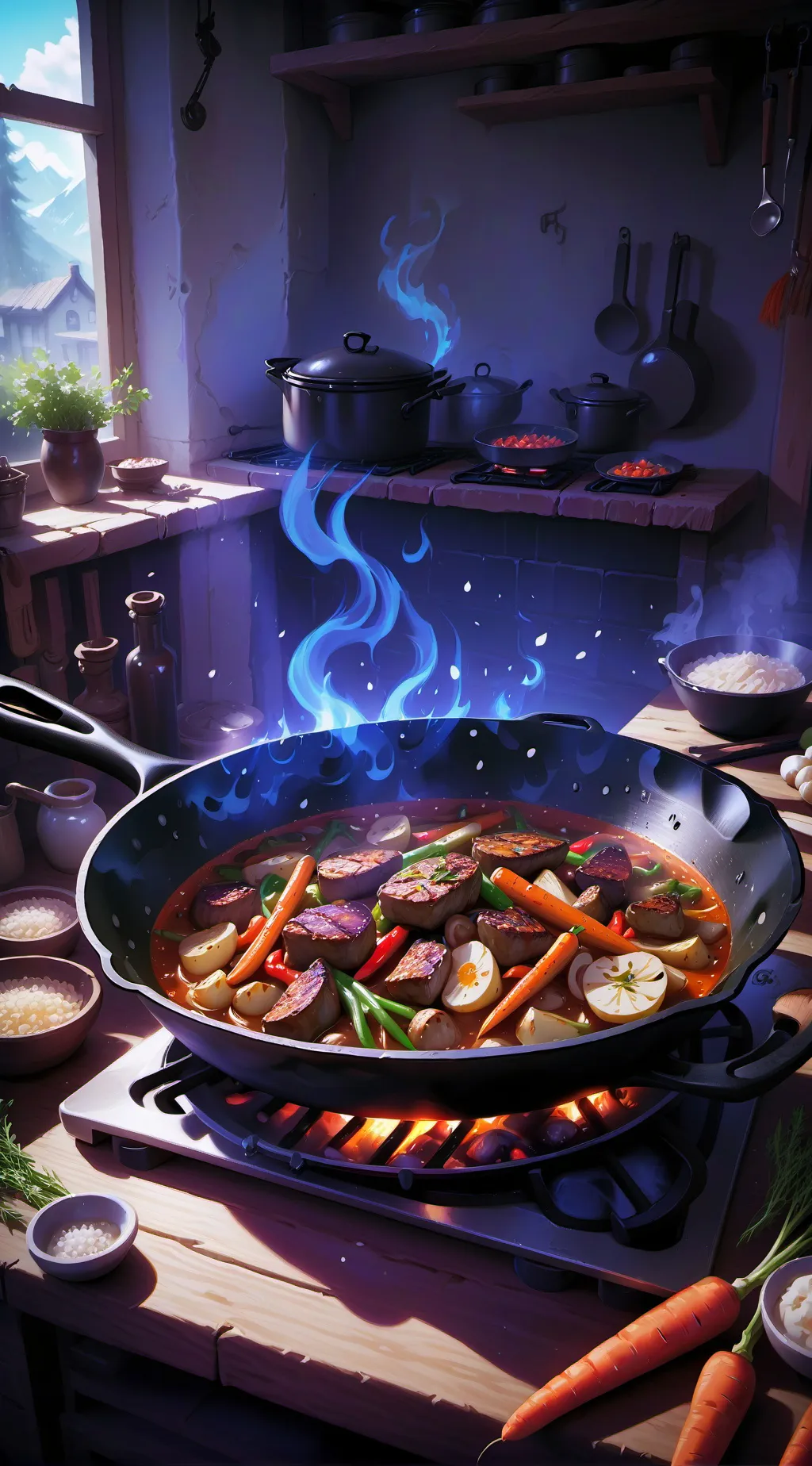 ai character: Frying Pan background
