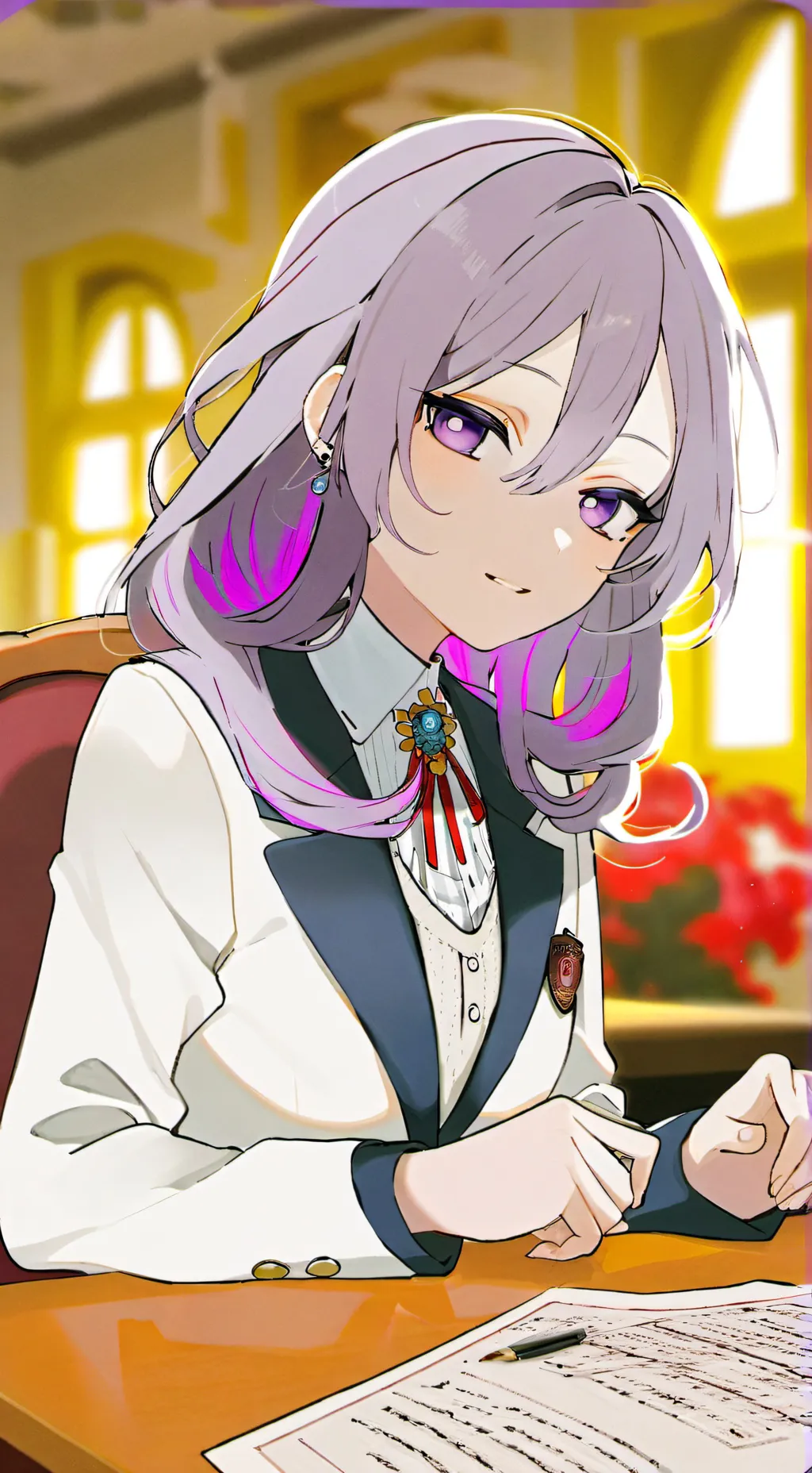 ai character: Violet background