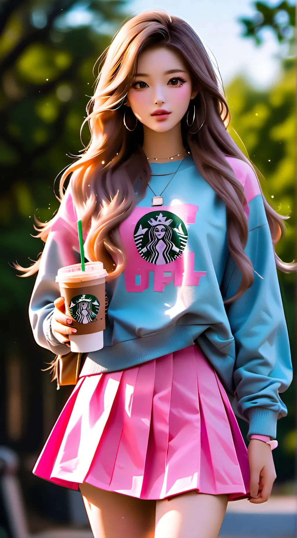 ai character: gen-z preppy girl  background