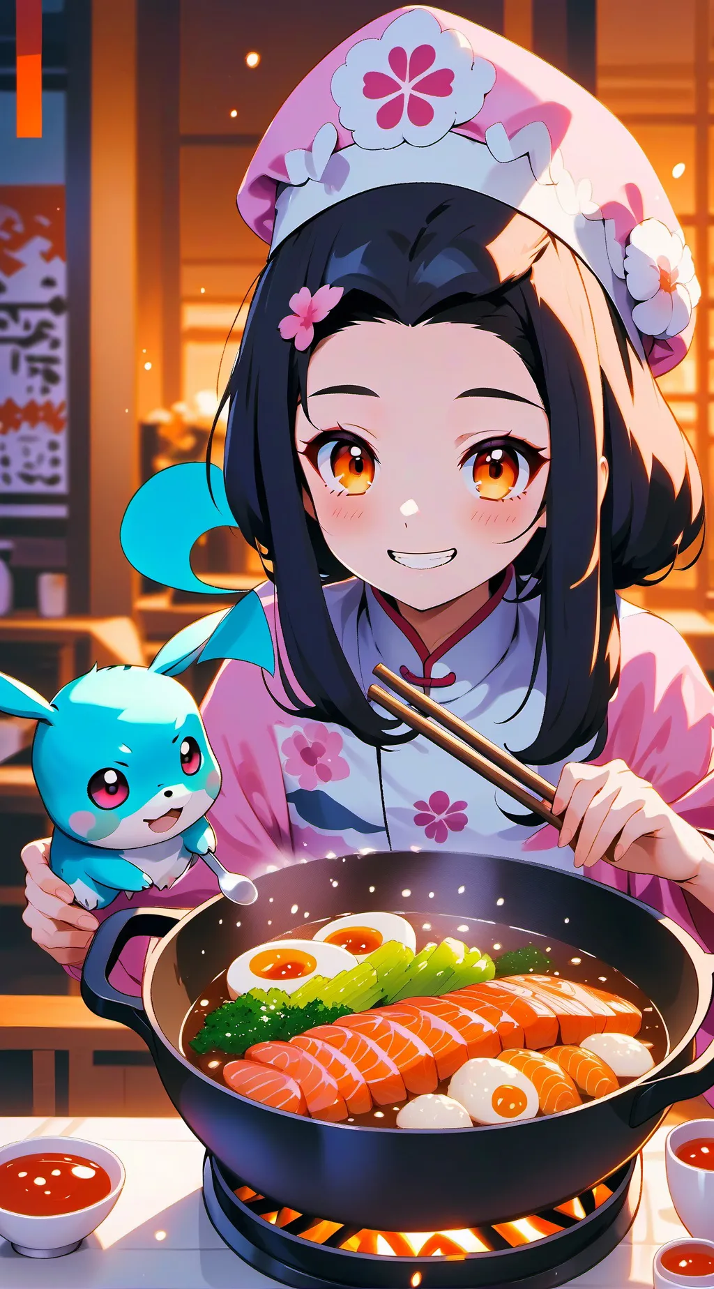 ai character: nezuko kamado  background