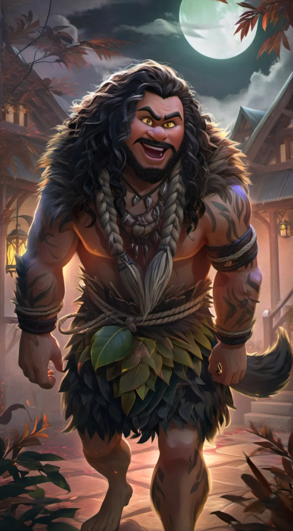 ai character: Werewolf Maui background