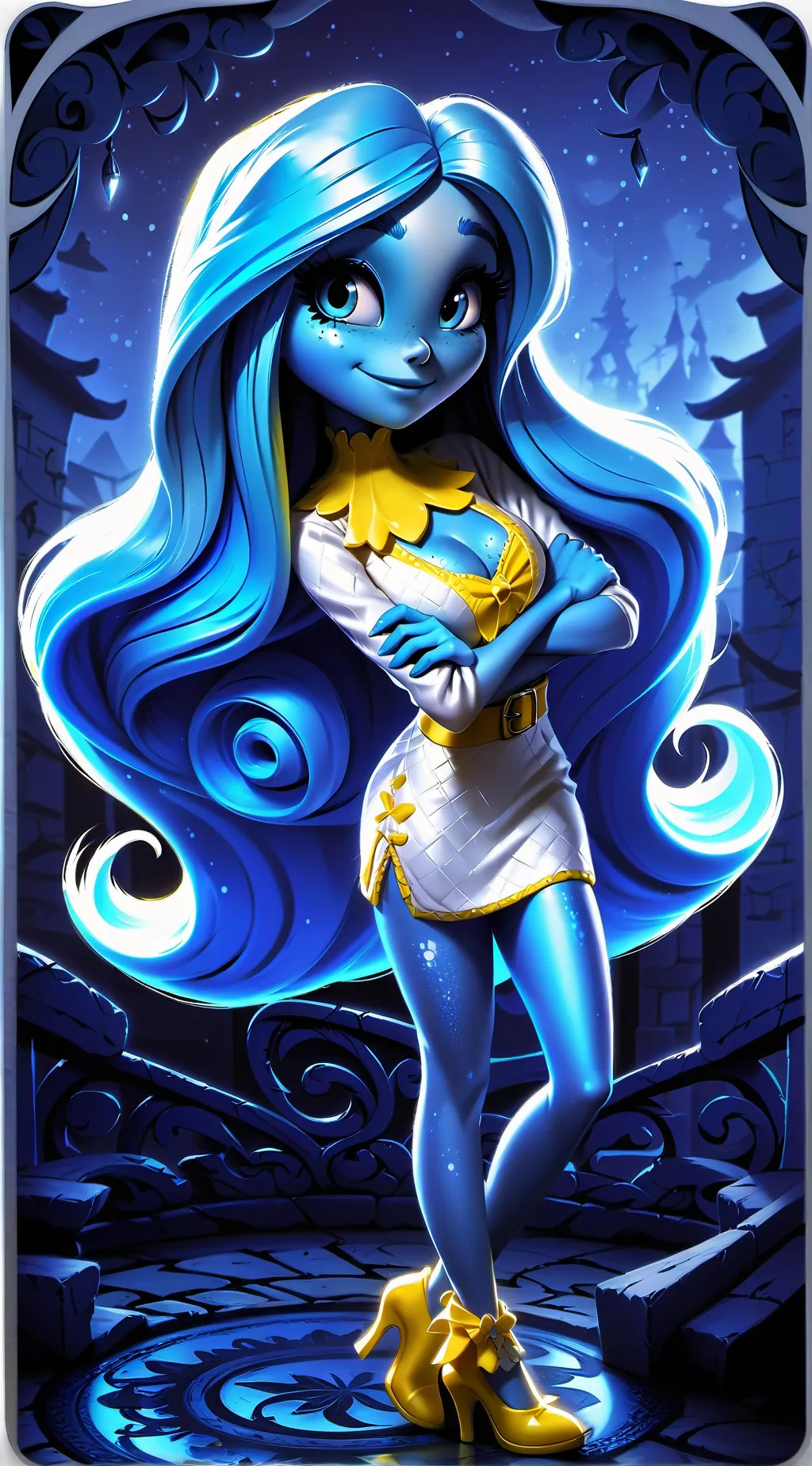 ai character: Smurfette  background