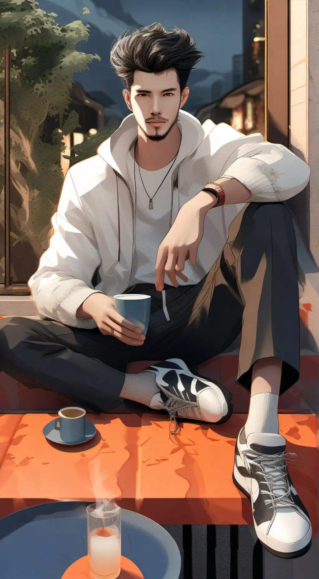 ai character: Chill guy  background