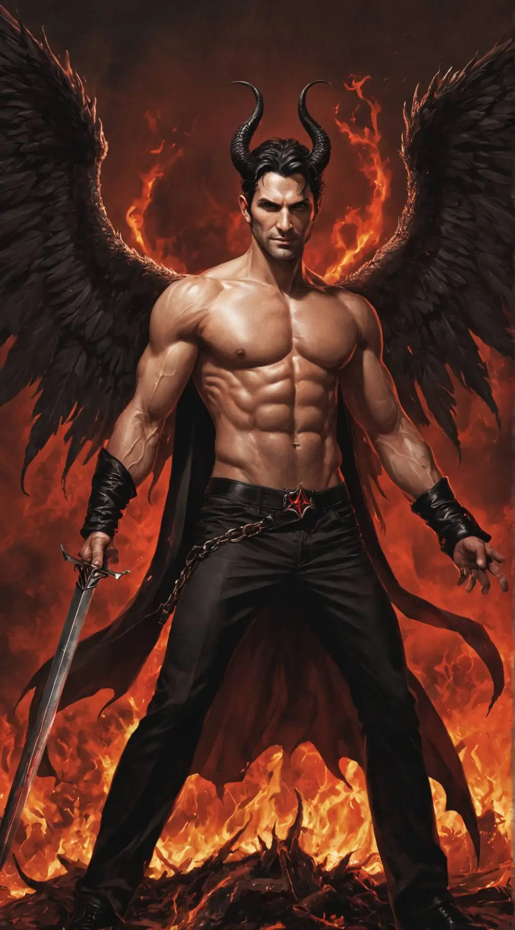 ai character: Lucifer/Avengers background