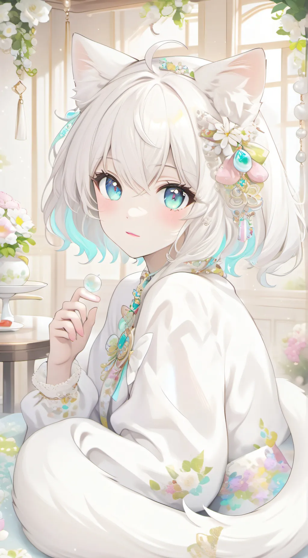 ai character: White Furriesan background