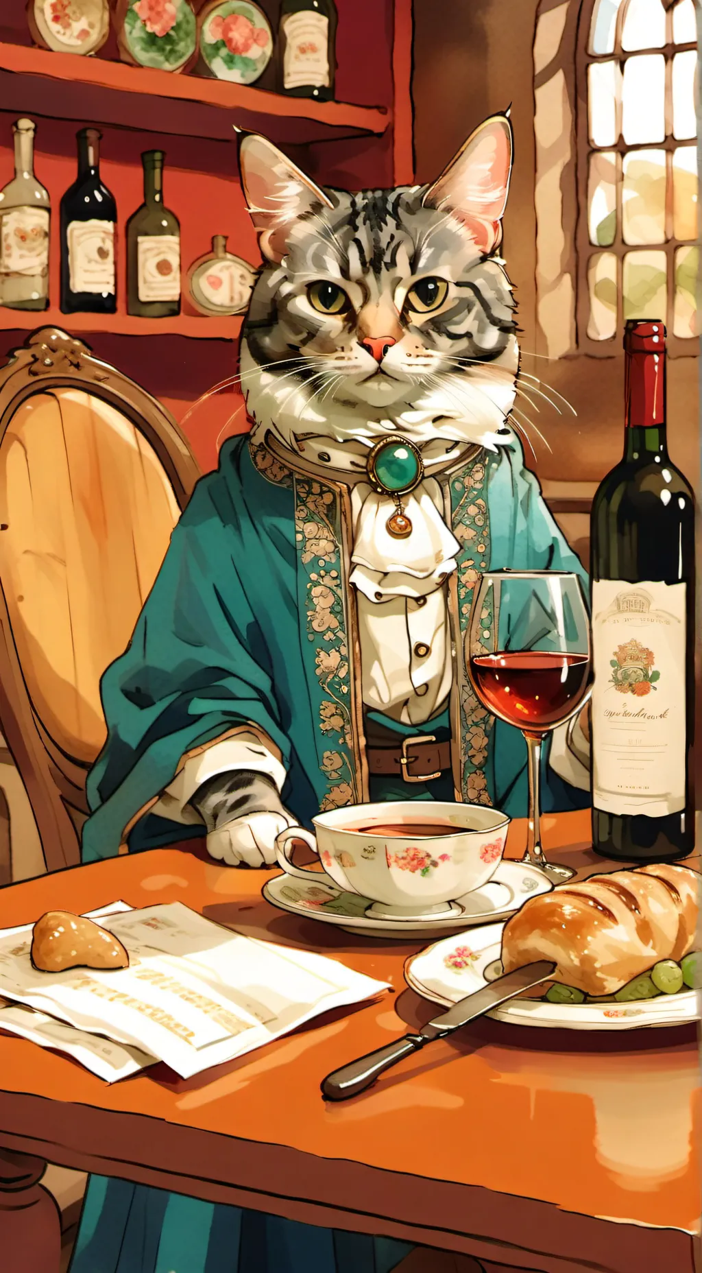 ai character: Mr. cat  background