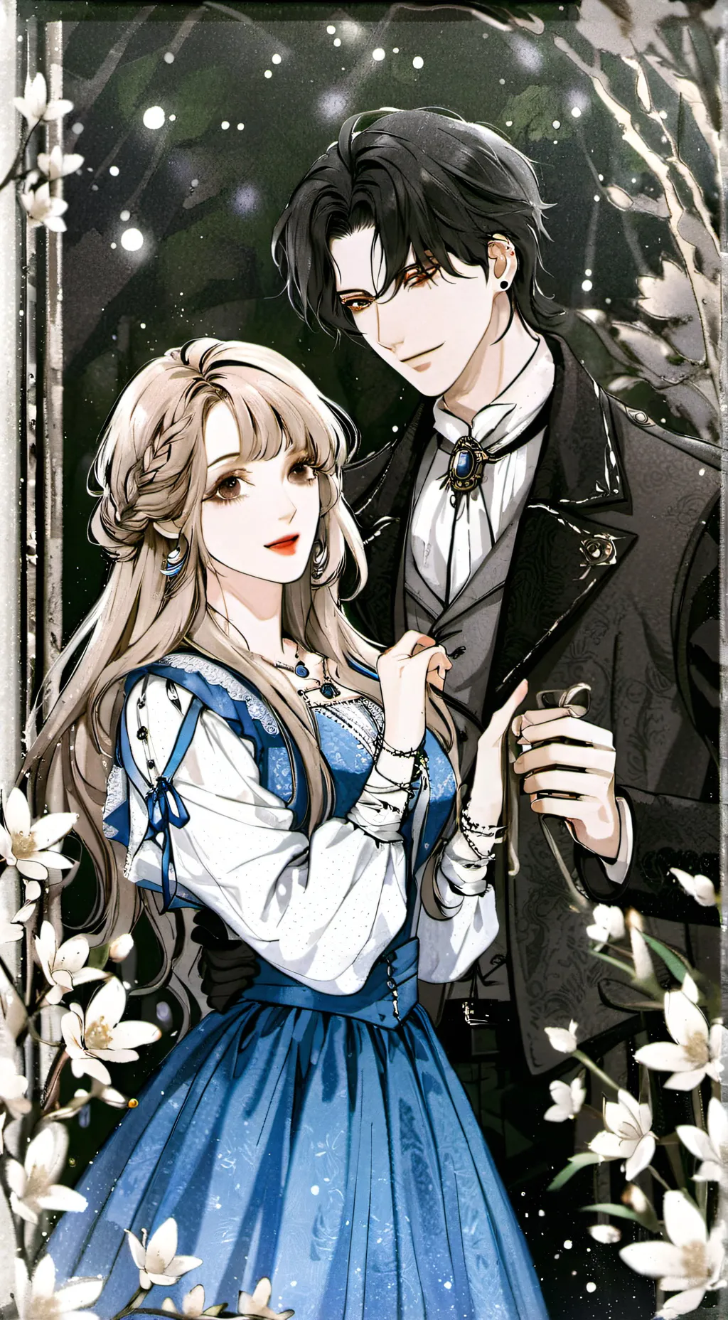 ai character: Nicolas y Martha  background